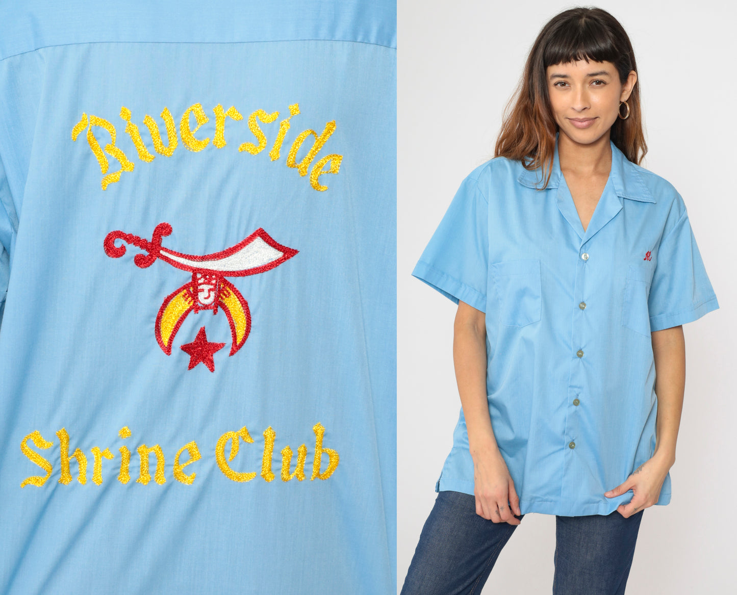 Vintage Shrine Club Bowling Shirt Men's L