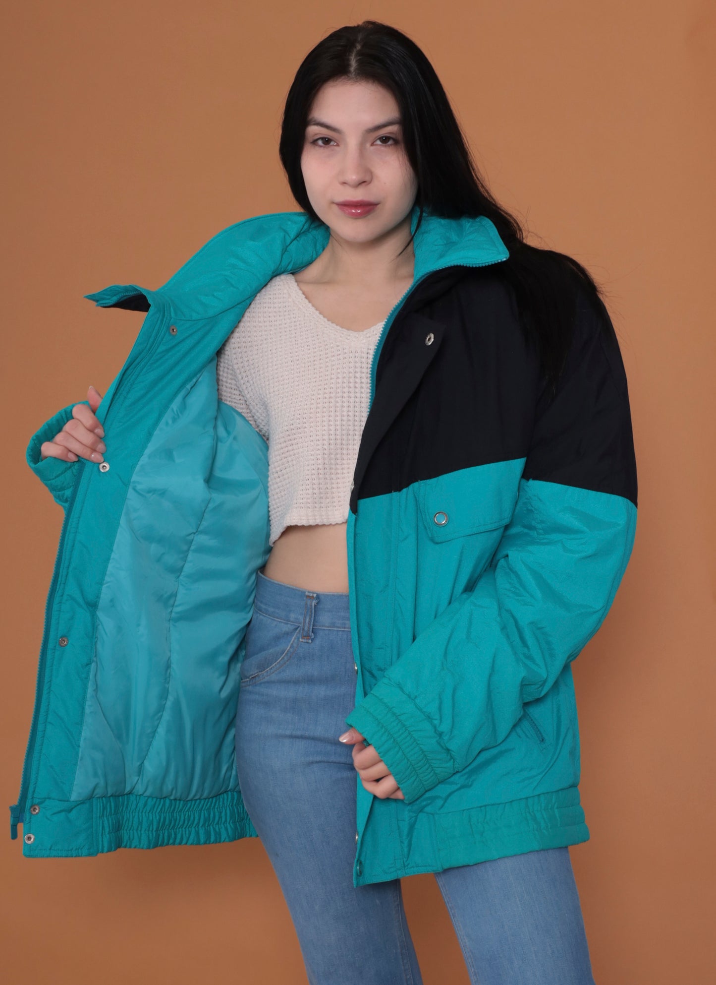 80s Teal and Black Jacket