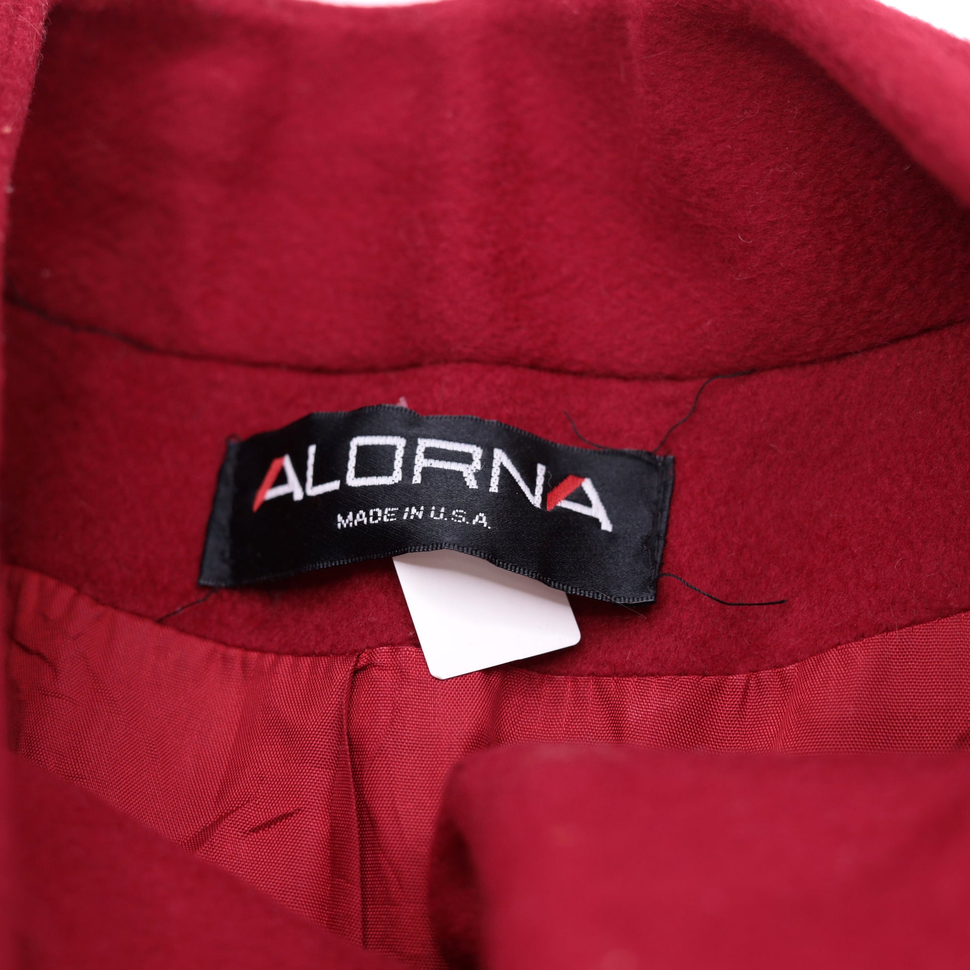 80s Alorna Wool Coat Red Black Trim Long Overcoat Puff Sleeve Medium