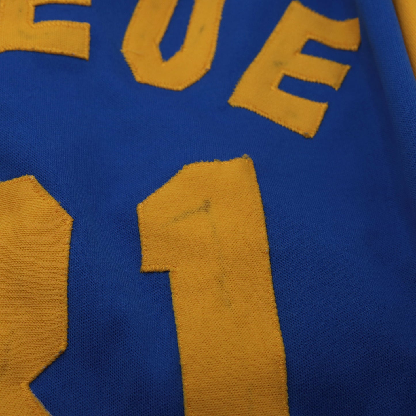 70s Trans Express Steve 31 Baseball Ringer Tee V-Neck Raglan Yellow Blue Medium