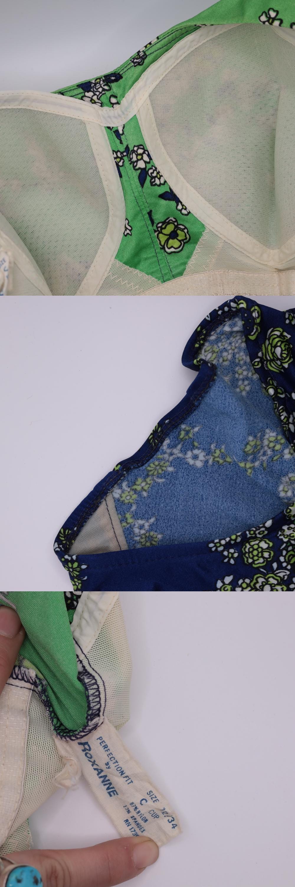 70s Psychedelic Floral One-Piece Swimsuit Blue Green Skirted Scoop Back Small Medium