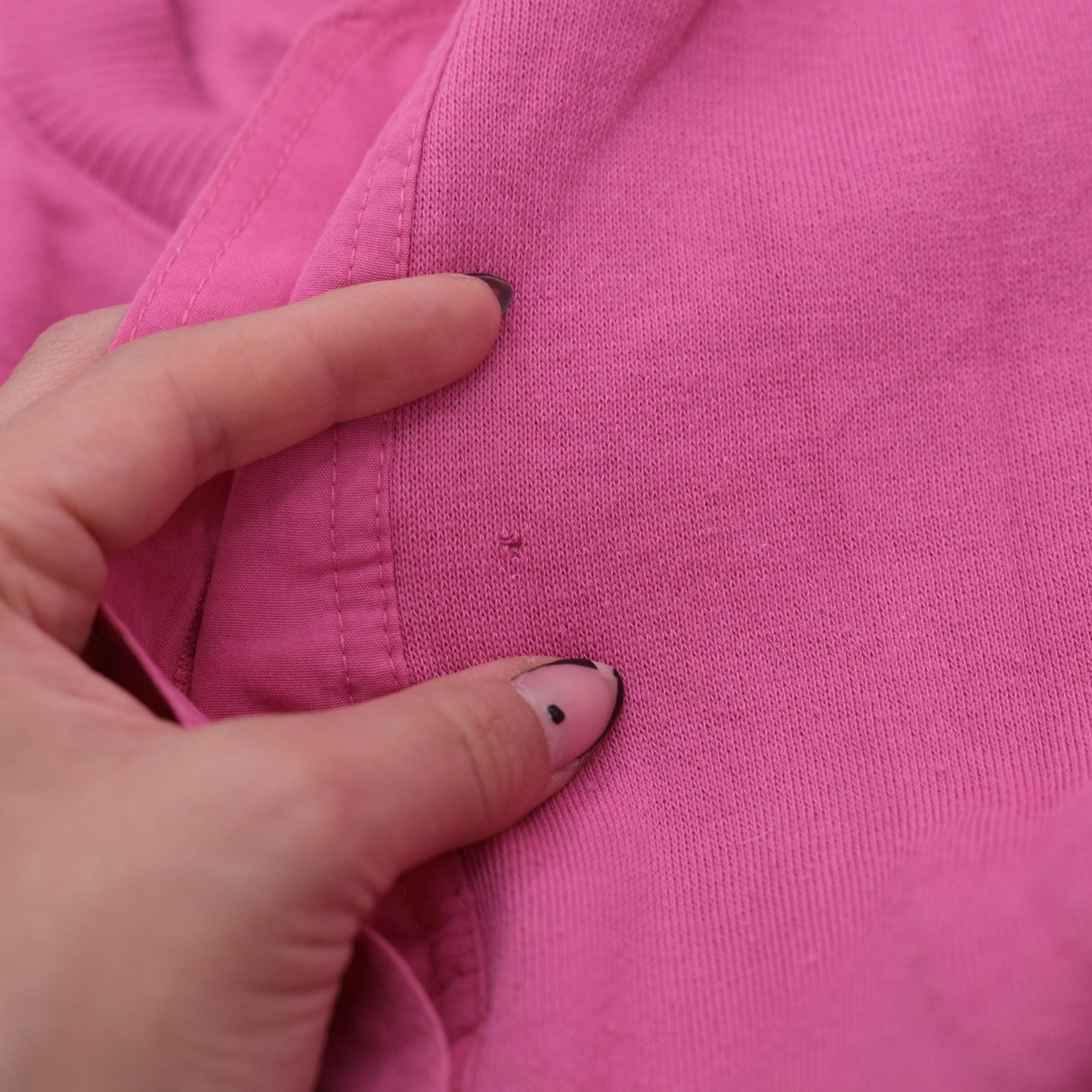 90s Pink Henley Button Neck Sweatshirt Ribbed Cuffs Medium M