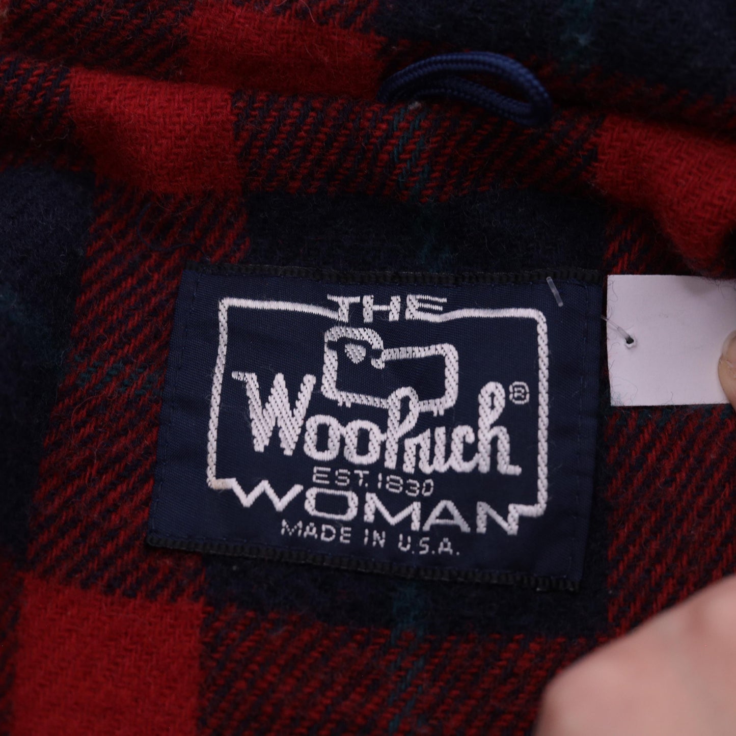 70s Woolrich Red Wool Duffle Coat Hooded Toggle Closures Plaid Lining Small