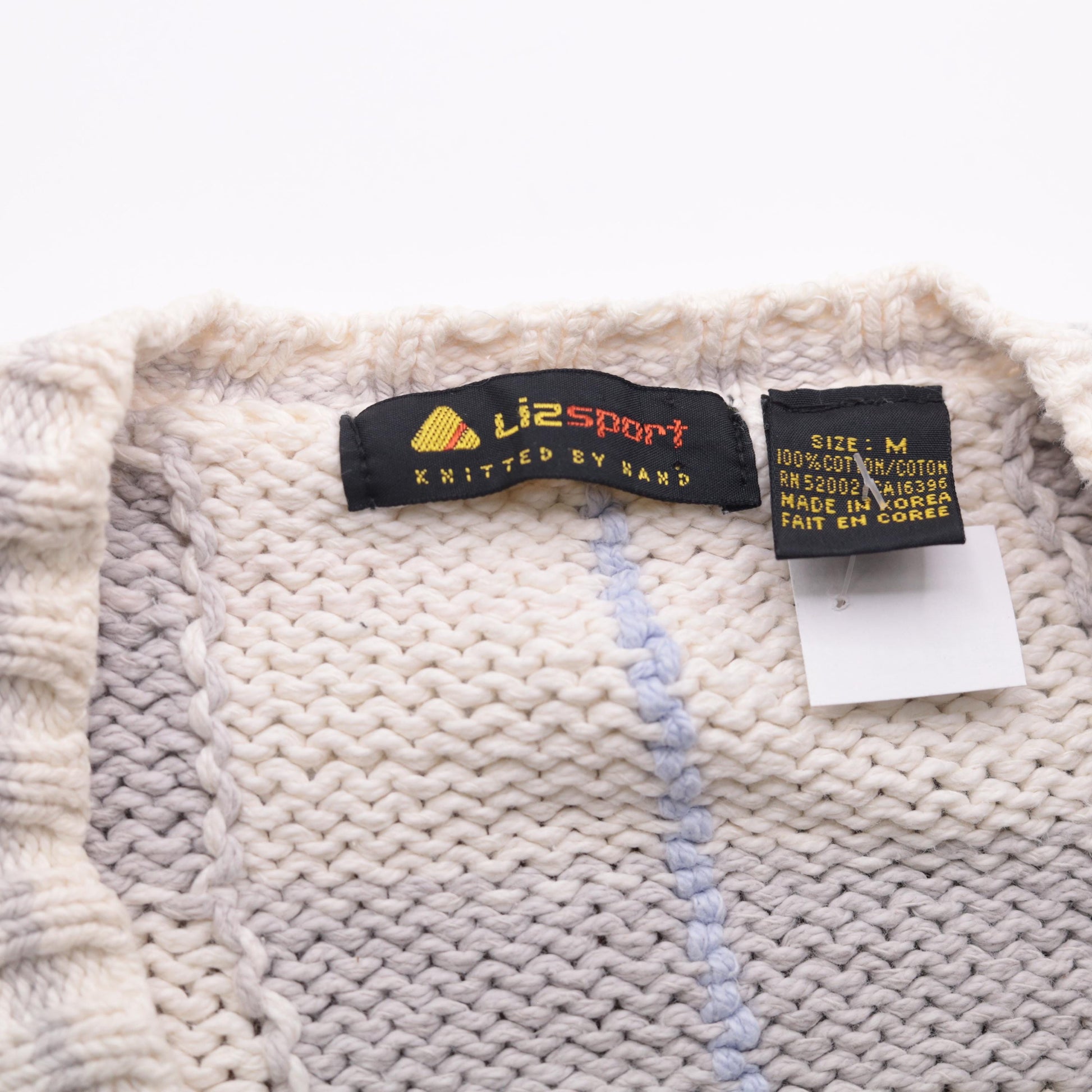 90s Liz Sport Cropped Cardigan Pastel Stripe V-Neck Cotton Medium M