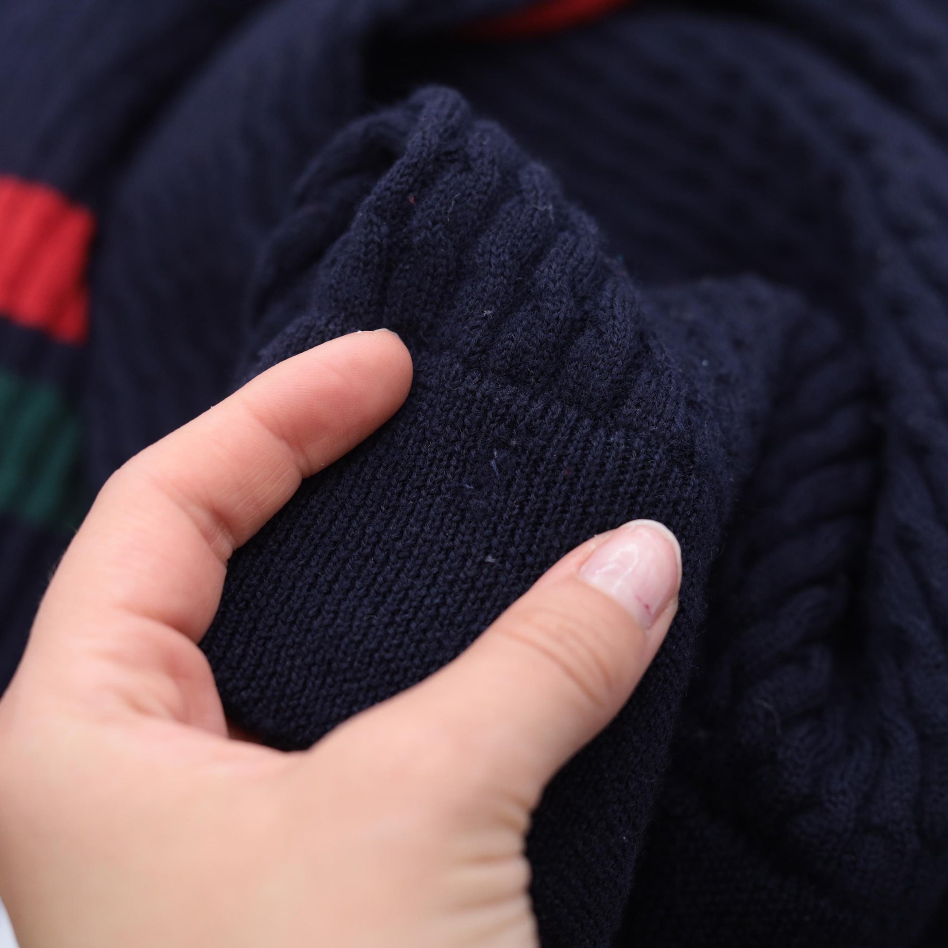 80s Abercrombie & Fitch Cricket Sweater Navy Wool V-Neck Striped Small