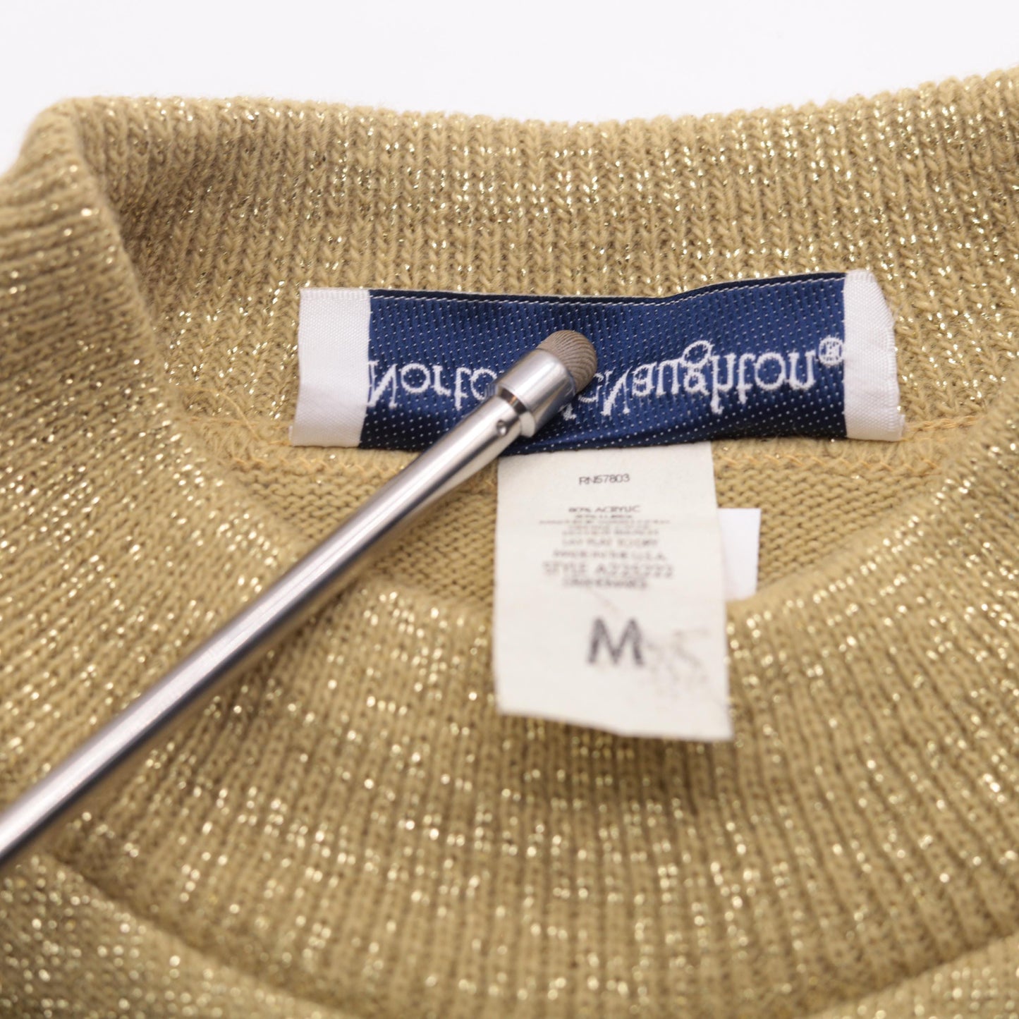 90s Gold Sparkly Knit Short Sleeve Blouse Medium