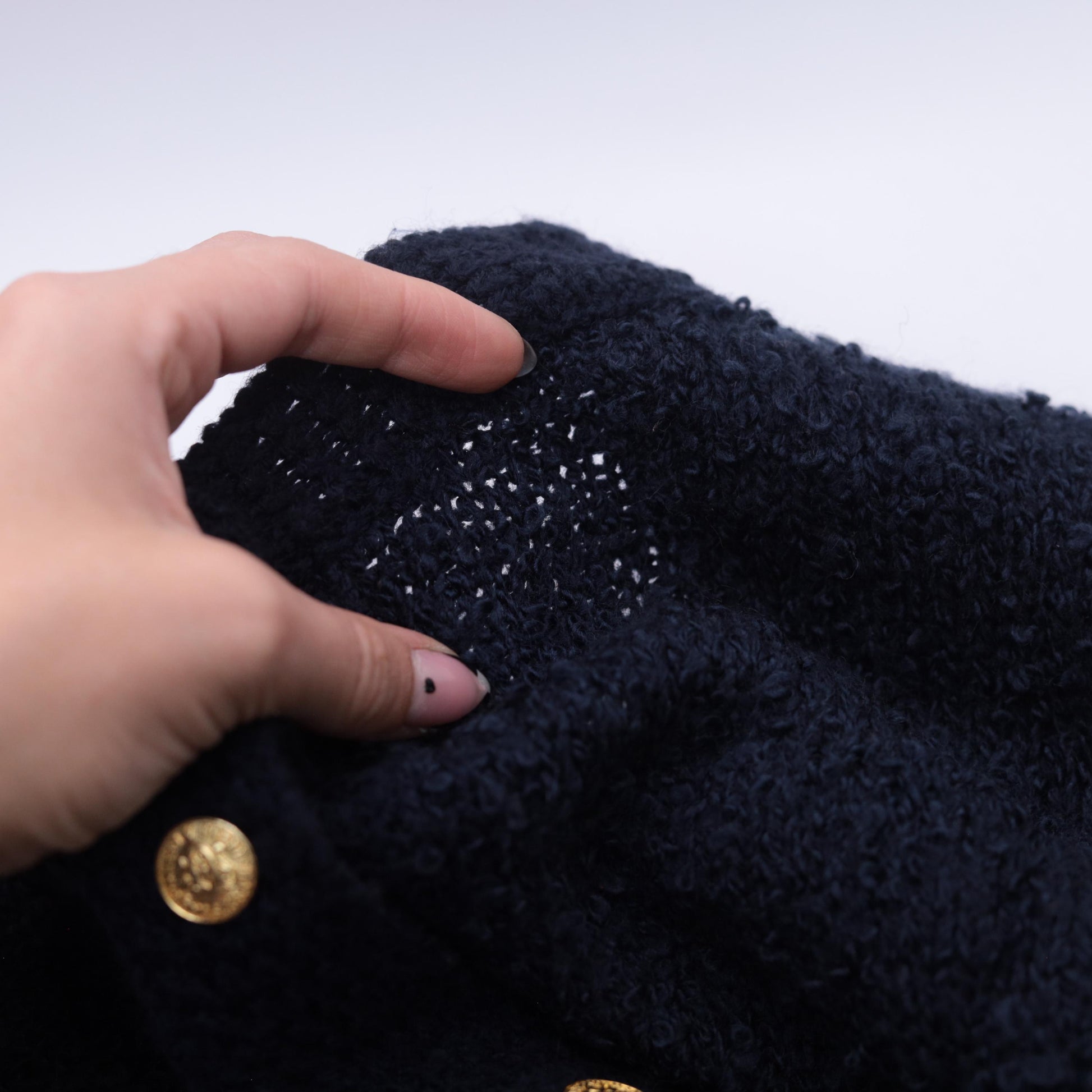 80s Blair Boutique Navy Cardigan Chunky Knit Gold Buttons Large L