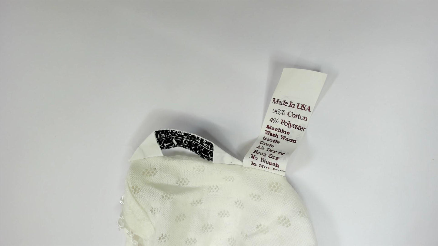 90s Karessah White Eyelet Camisole Lace Trim Spaghetti Straps Medium M