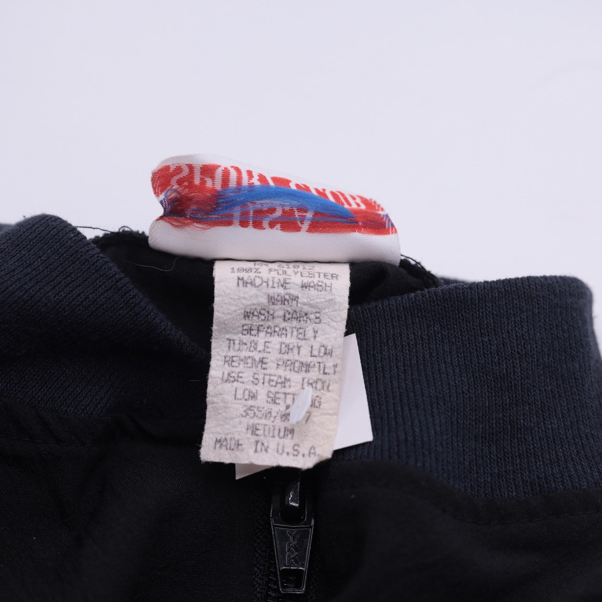 90s USA Sport Club Track Jacket Black Colorblock Striped Windbreaker Medium