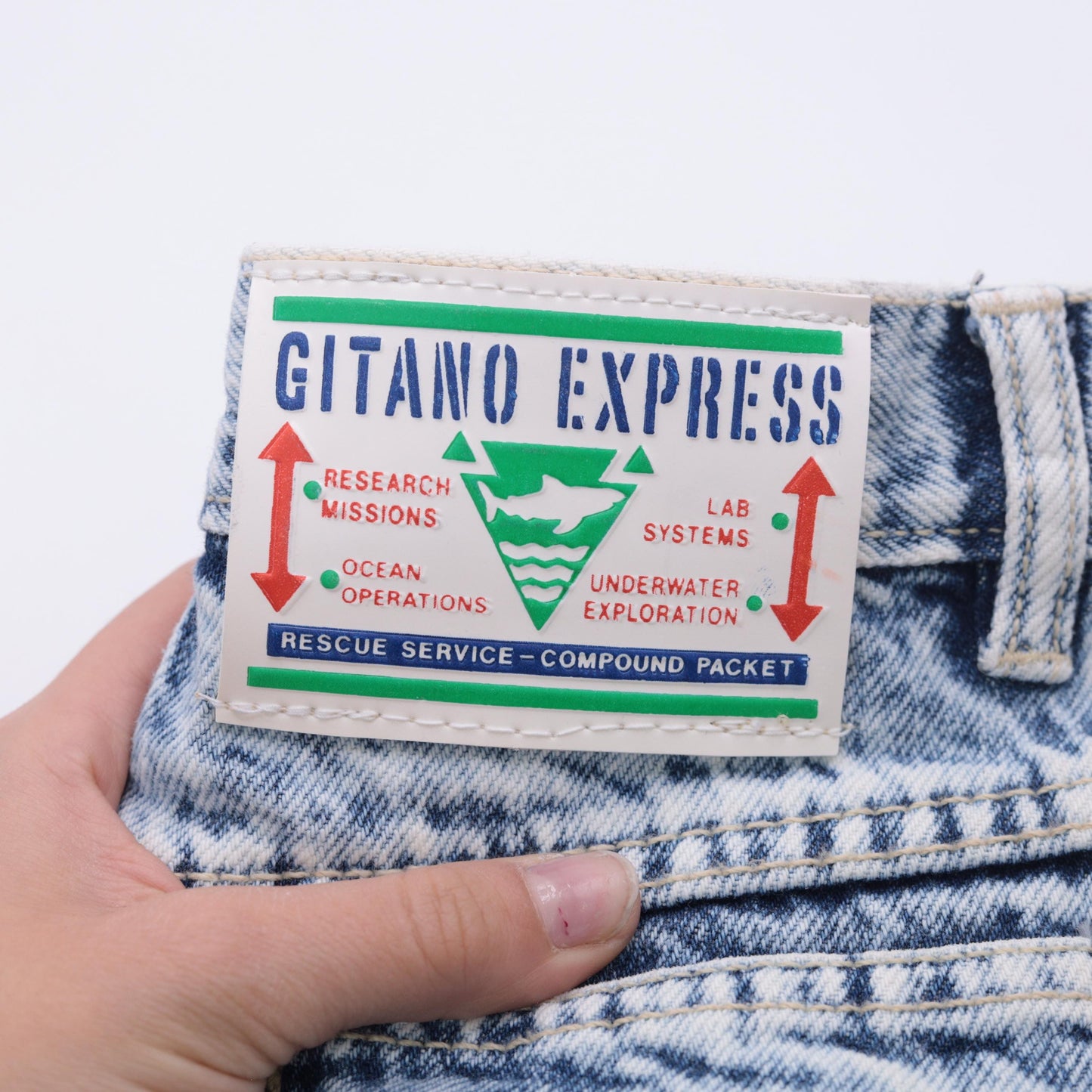 90s Gitano Acid Wash High Waisted Jeans Light Blue Tapered Small S