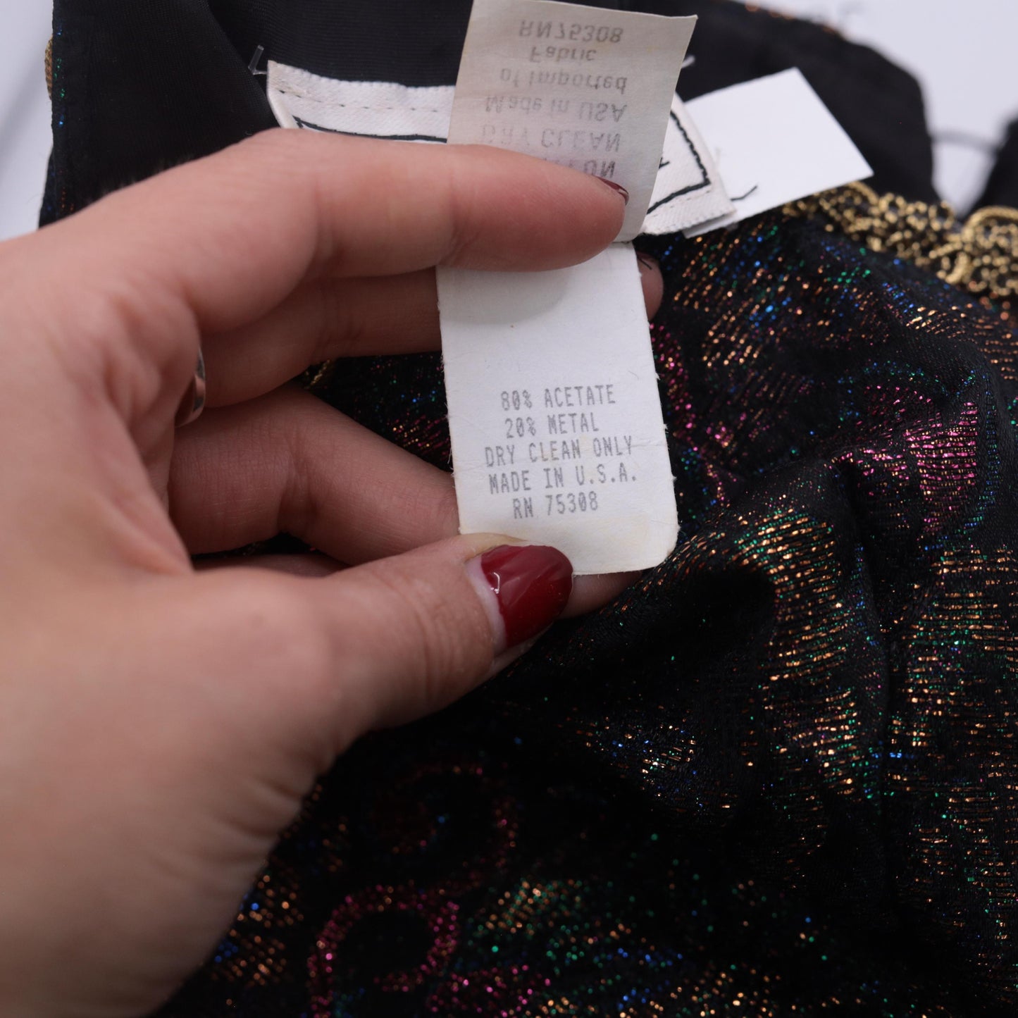 80s Zum Zum Black Mini Dress Brocade Bodice Gold Trim Sweetheart Small