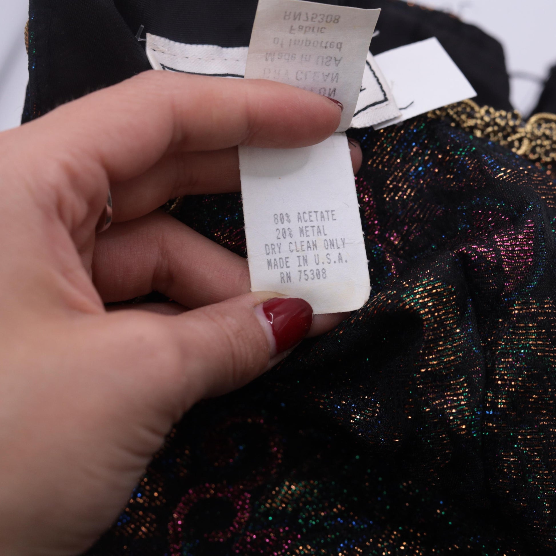 80s Zum Zum Black Mini Dress Brocade Bodice Gold Trim Sweetheart Small