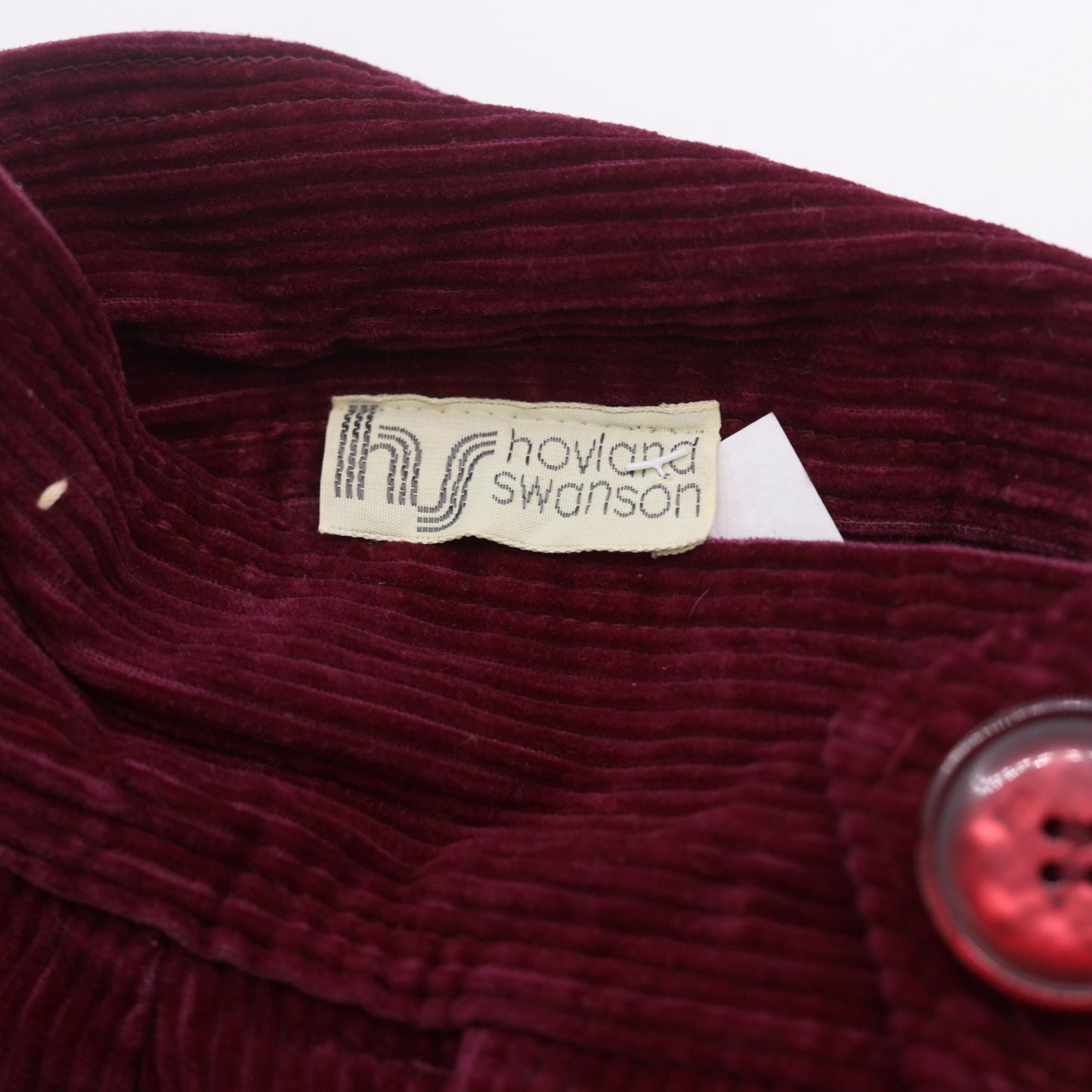 80s Burgundy Corduroy High-Waist Straight-Leg Trousers Medium M