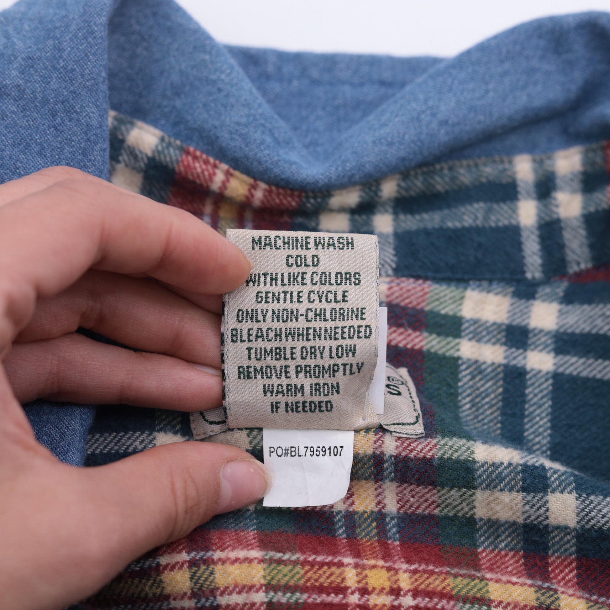 90s Scandia Woods Denim Shirt Flannel Lined Blue Button Down Large L