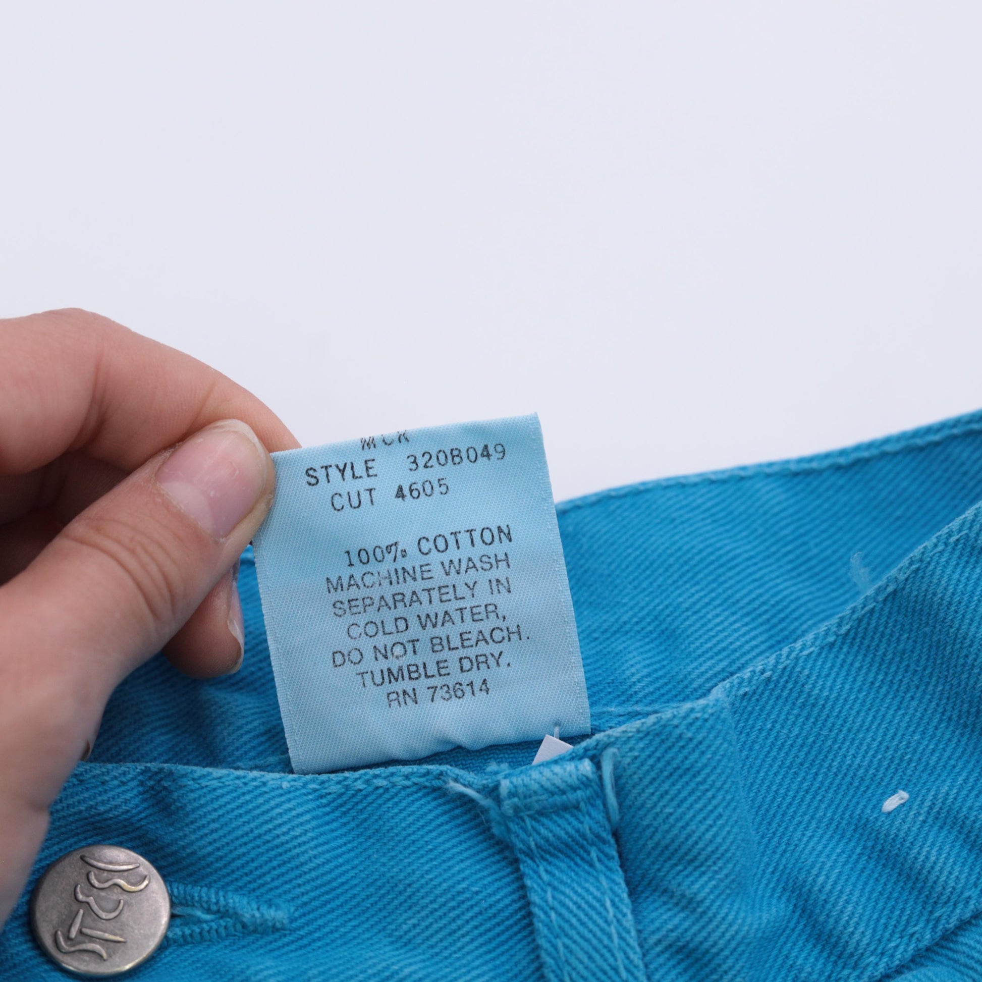 90s Steel Jeans Turquoise Denim Mini Skirt High Waisted A-Line Size 13