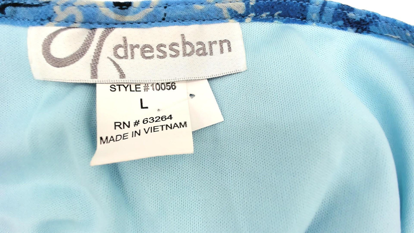 Y2K Dressbarn Wrap Top Blue Paisley Floral V-Neck Three Quarter Sleeve Large L
