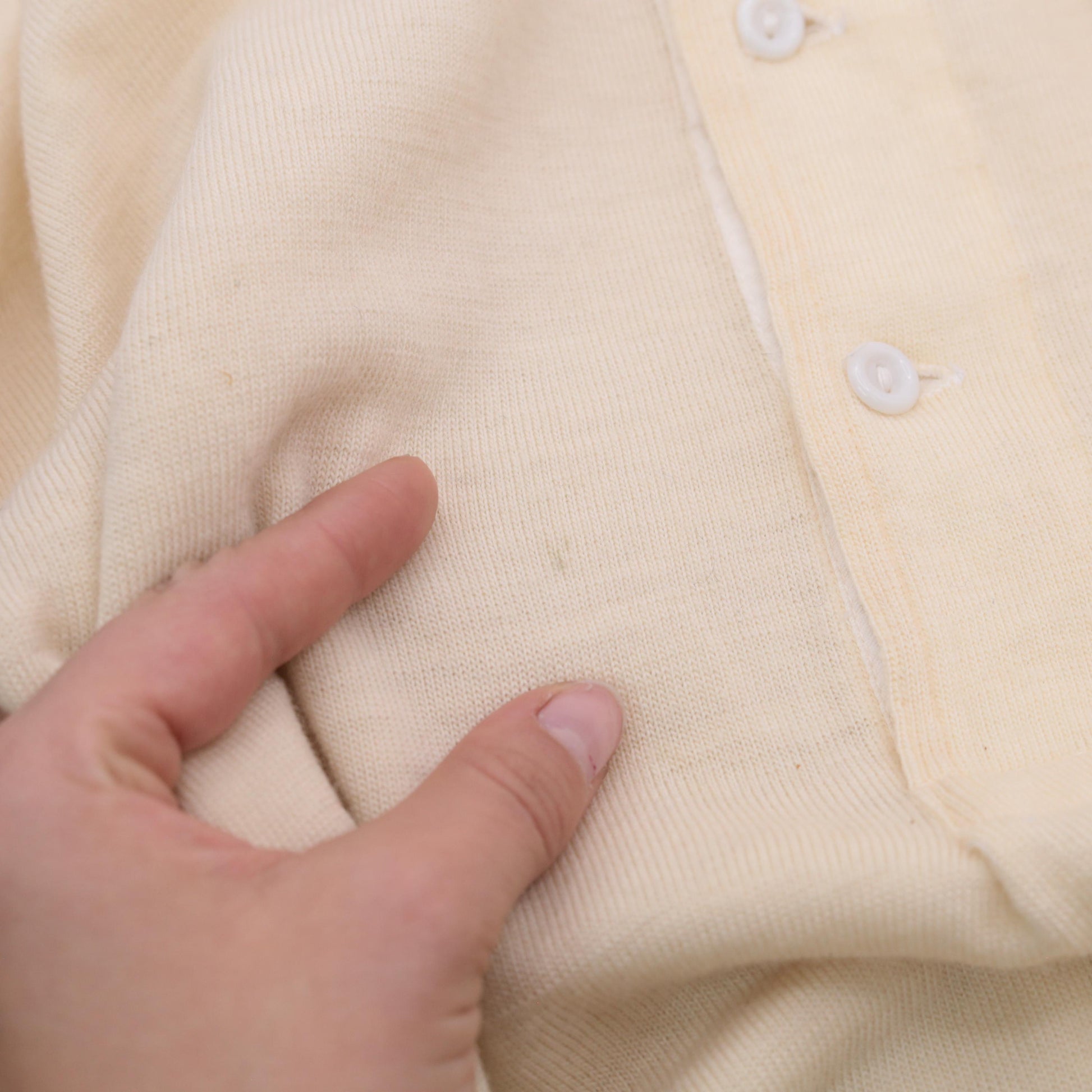 1940s Shepherd Cream Wool Cardigan Three Quarter Sleeve Button Front Small