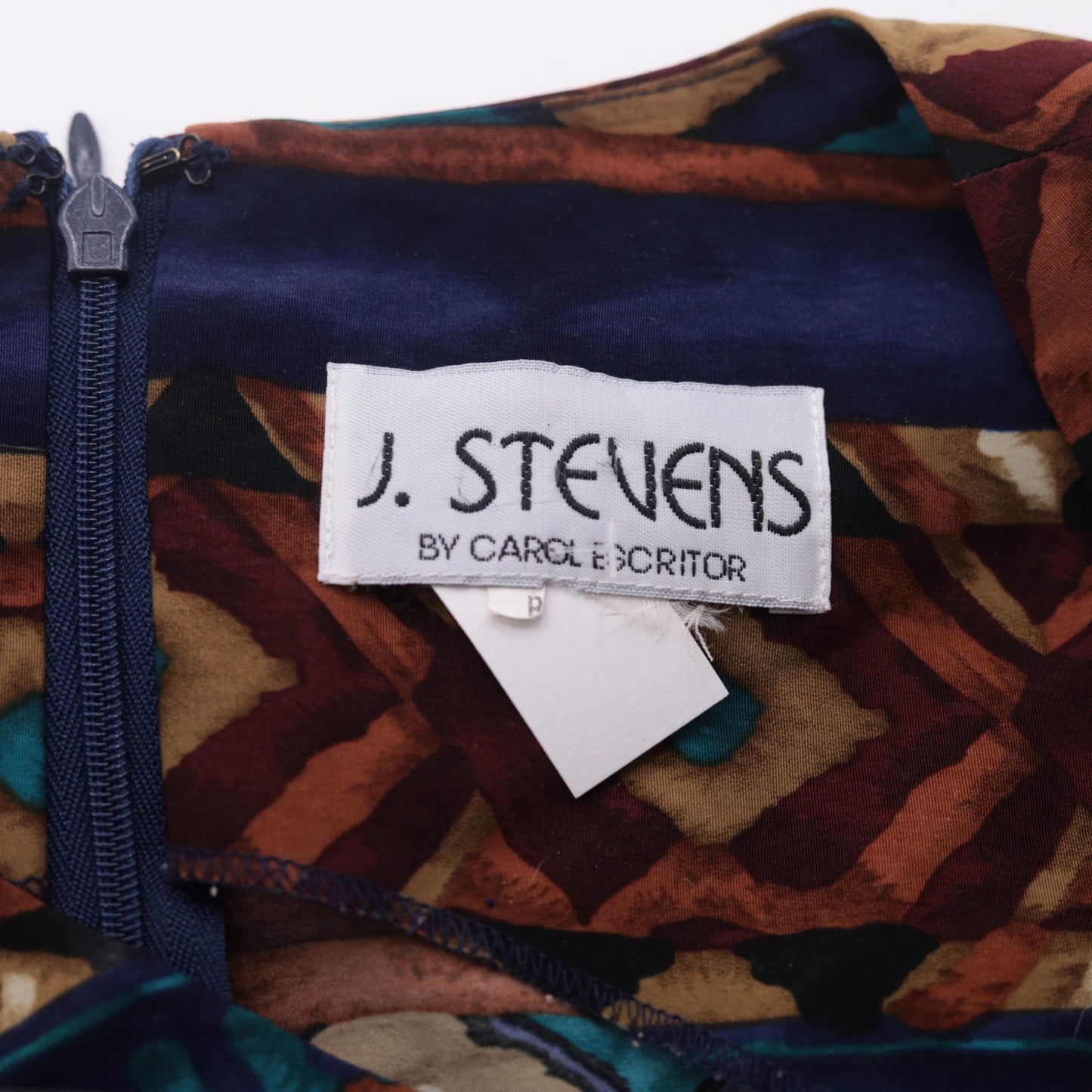 90s J Stevens Southwestern Geometric Maxi Dress Navy Sleeveless Medium M