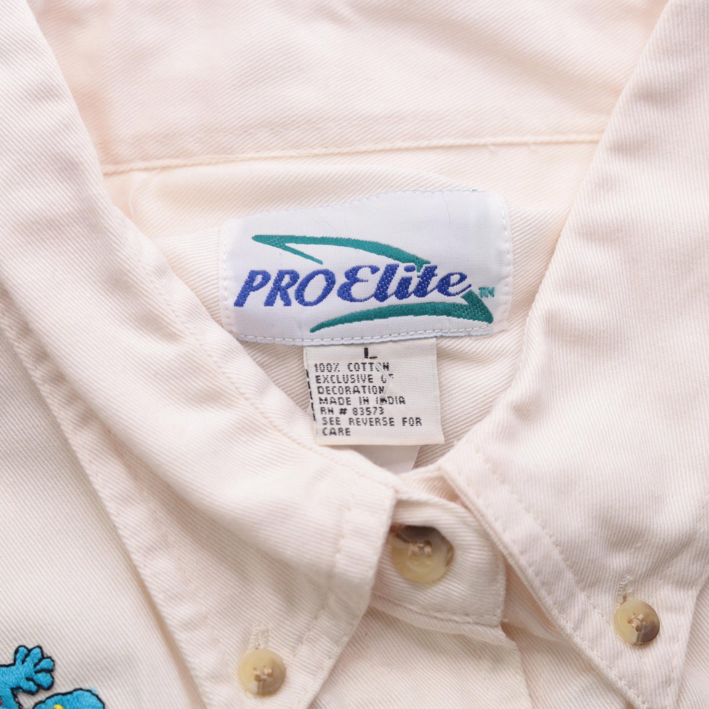 90s Pro Elite Cactus Gecko Embroidered Western Shirt White Cotton Large L