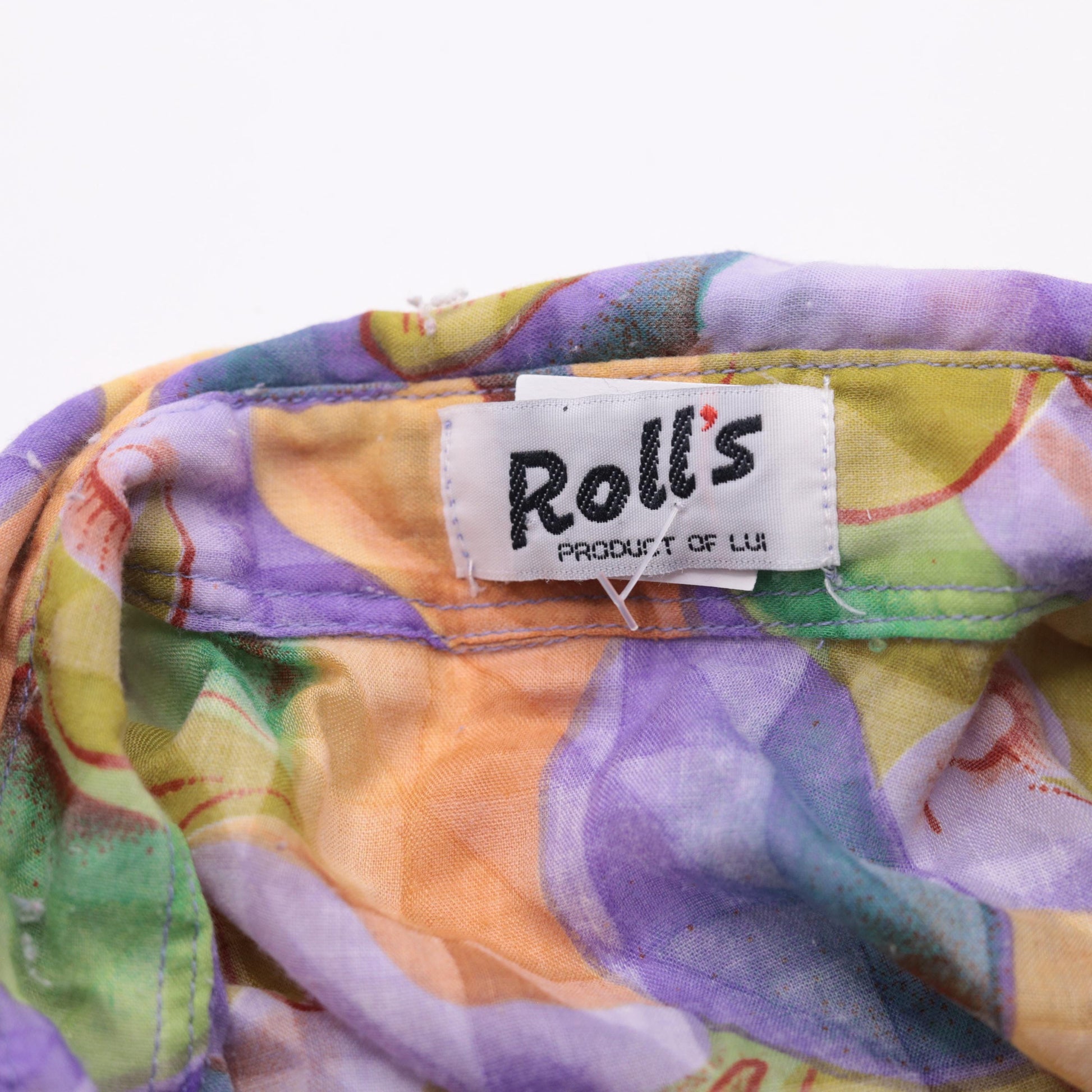 90s Rolls Abstract Psychedelic Swirl Button-Down Shirt Purple Green Extra Large XXL