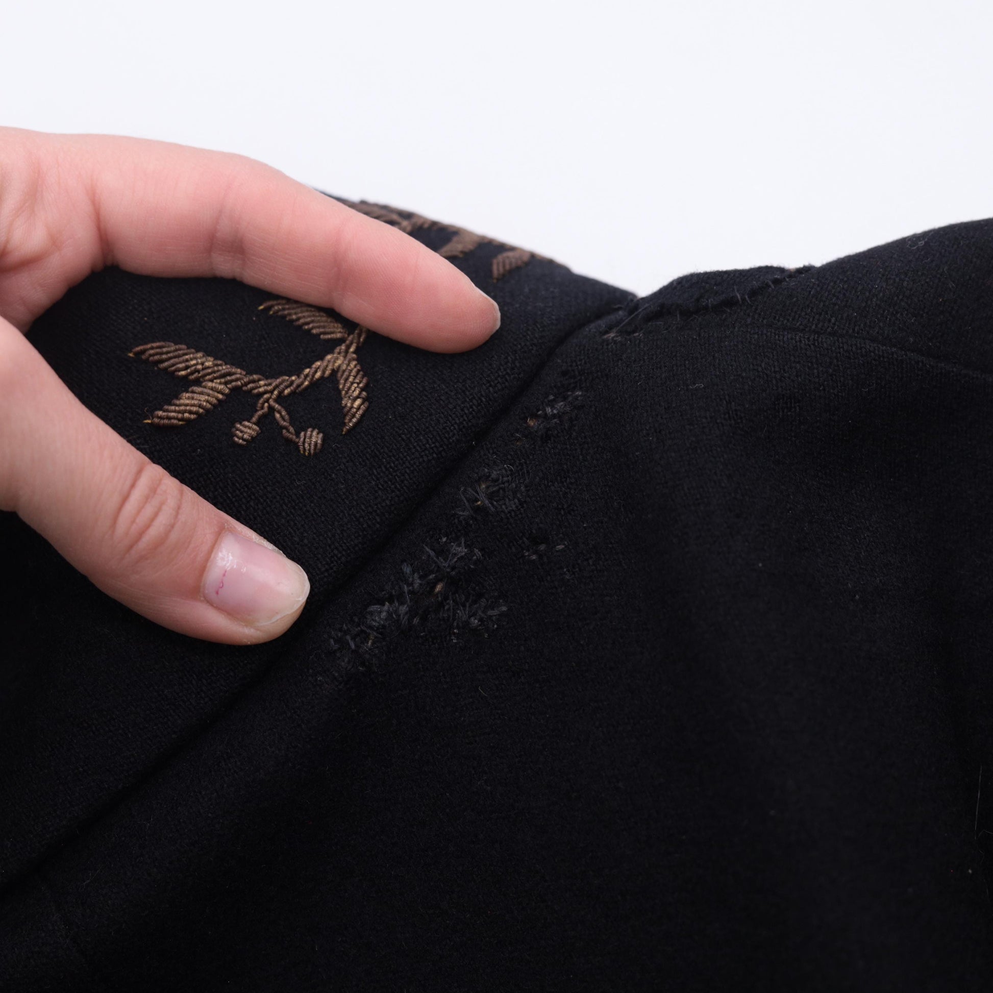 60s Black Wool Military Jacket Gold Buttons Embroidered Officer Coat Medium Large