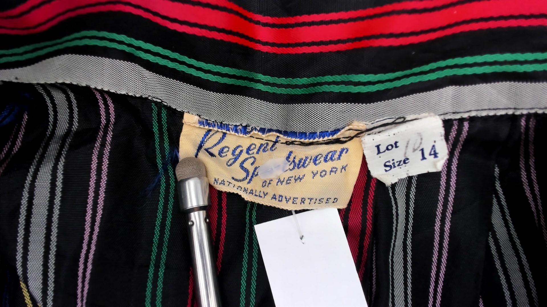 1950s Circle Skirt High Waist Tea Length Striped Rainbow Black Small