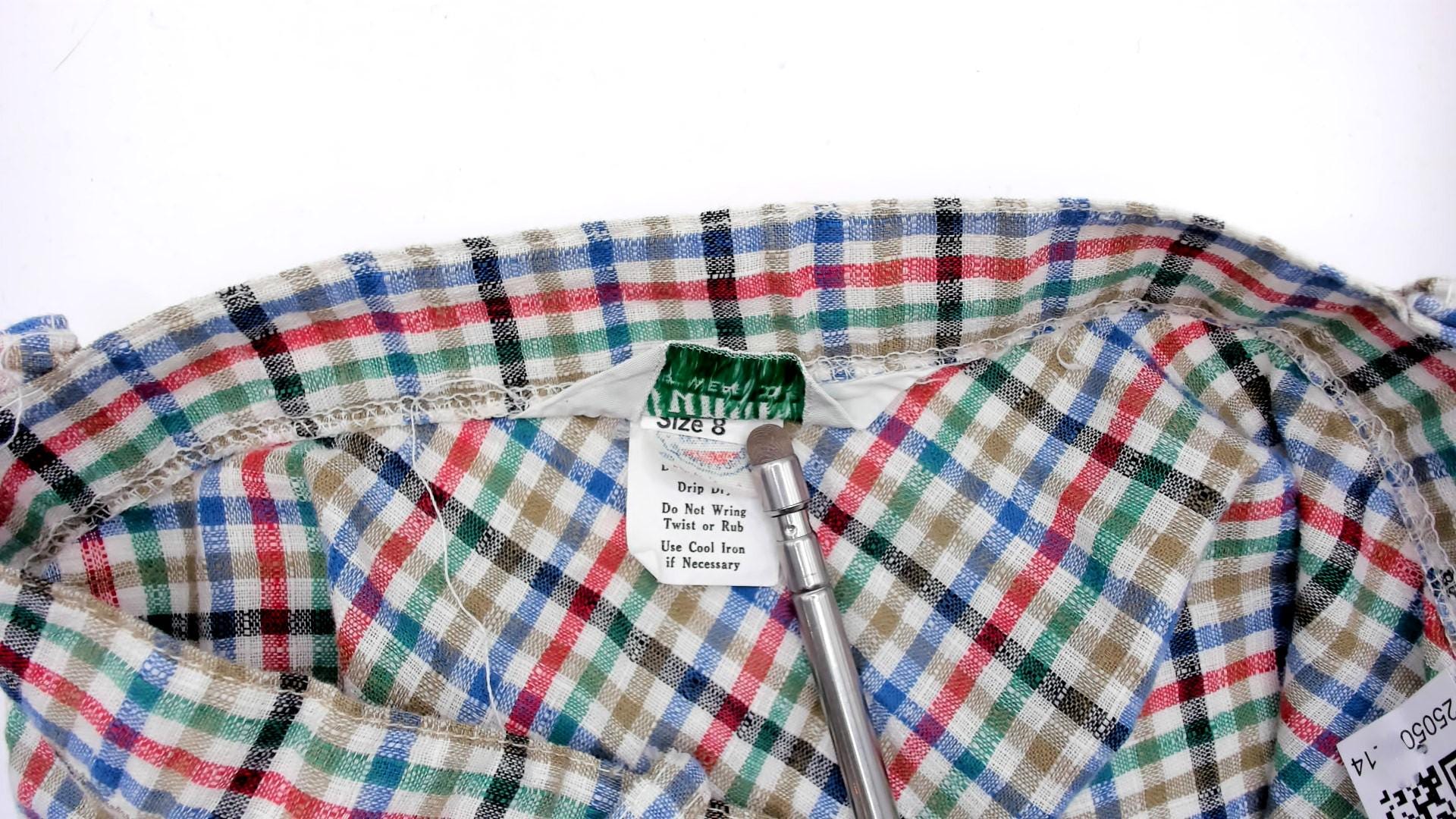 80s Plaid Mini Skirt High Waist Button Up Checkered Pink Blue Small