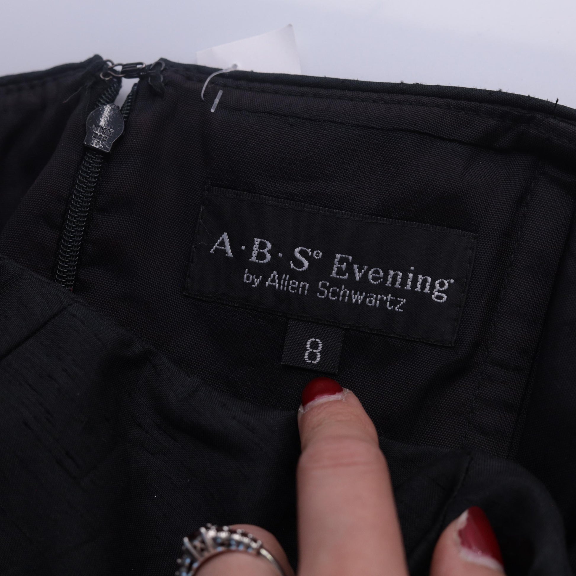 90s ABS Evening Black Strapless Cocktail Dress Midi Small S