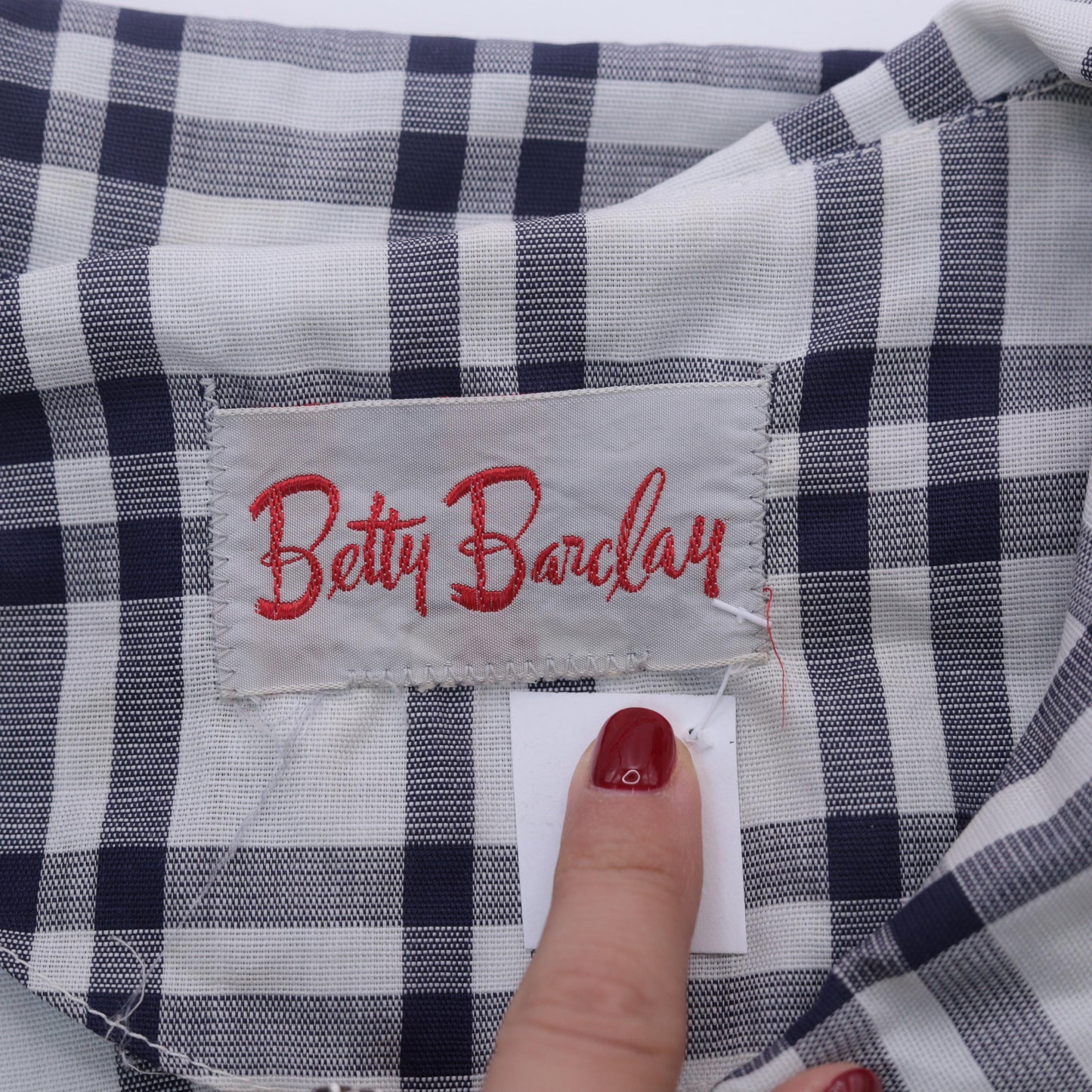 60s Betty Barclay Plaid Two Piece Set Navy White Check Jacket Dress XS