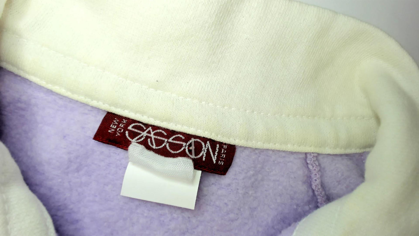 80s Sasson Lavender Track Jacket White Racing Stripe Zip Front Small