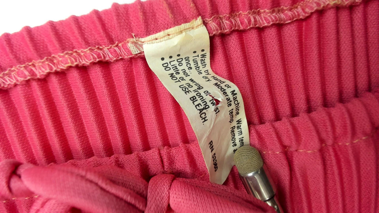 70s Coral Pink Off-Shoulder Blouse Flutter Sleeve Tie Front Medium