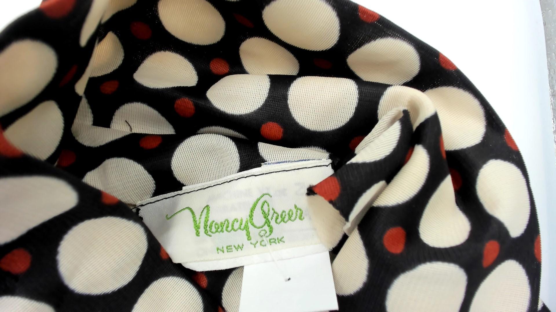 70s Black White Polka Dot Maxi Dress Long Sleeve Button Front Medium M