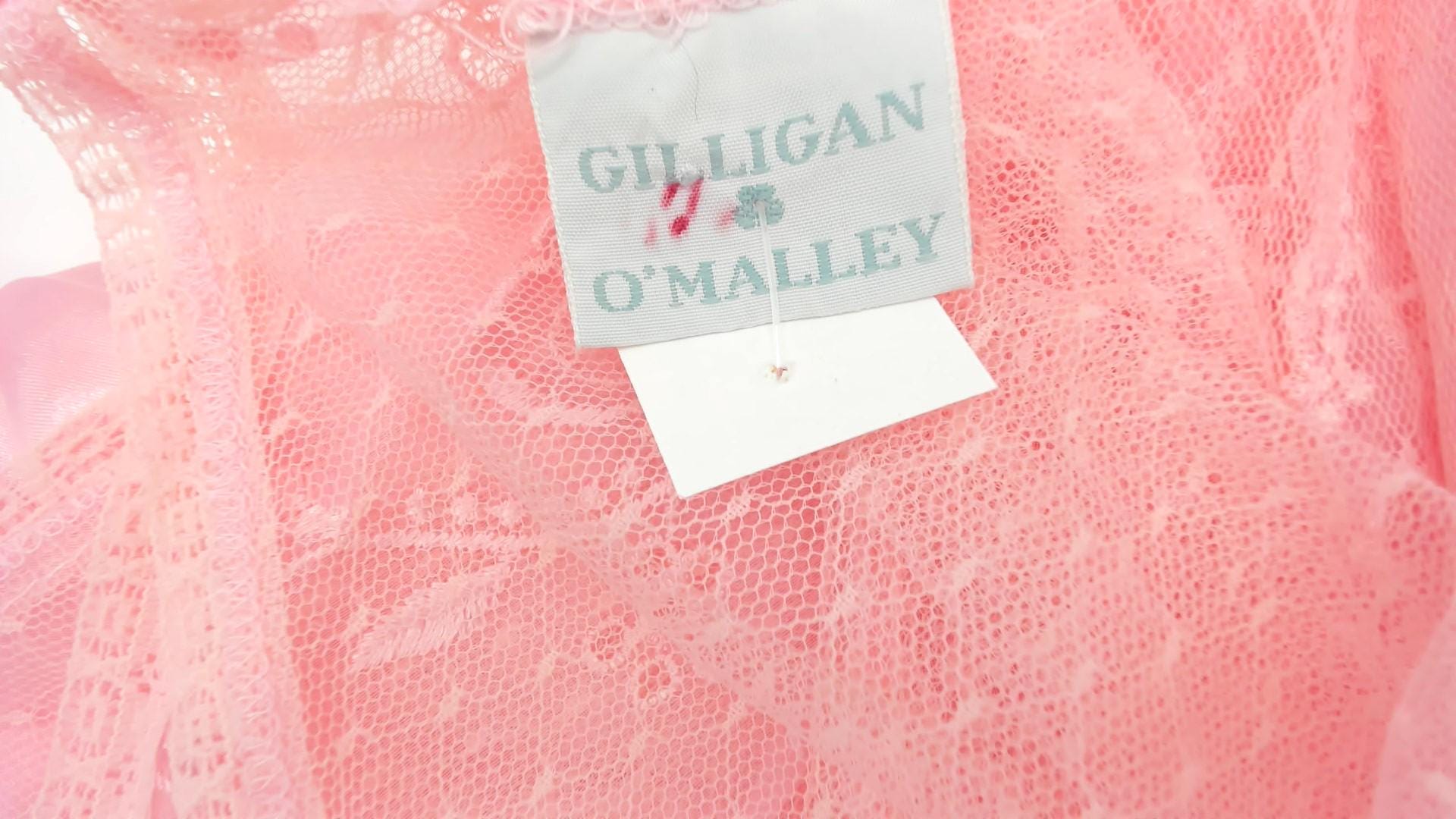 90s Gilligan O'Malley Pink Satin Slip Dress Maxi Lace Bodice Medium M