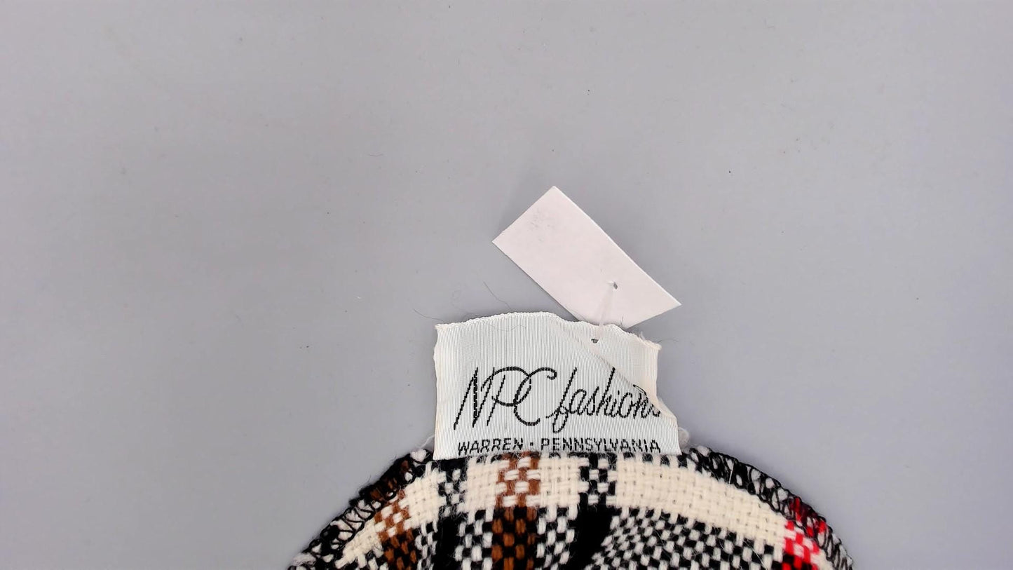 1970s Plaid Blazer Tartan Brown Red Cream Black Button Front Medium M
