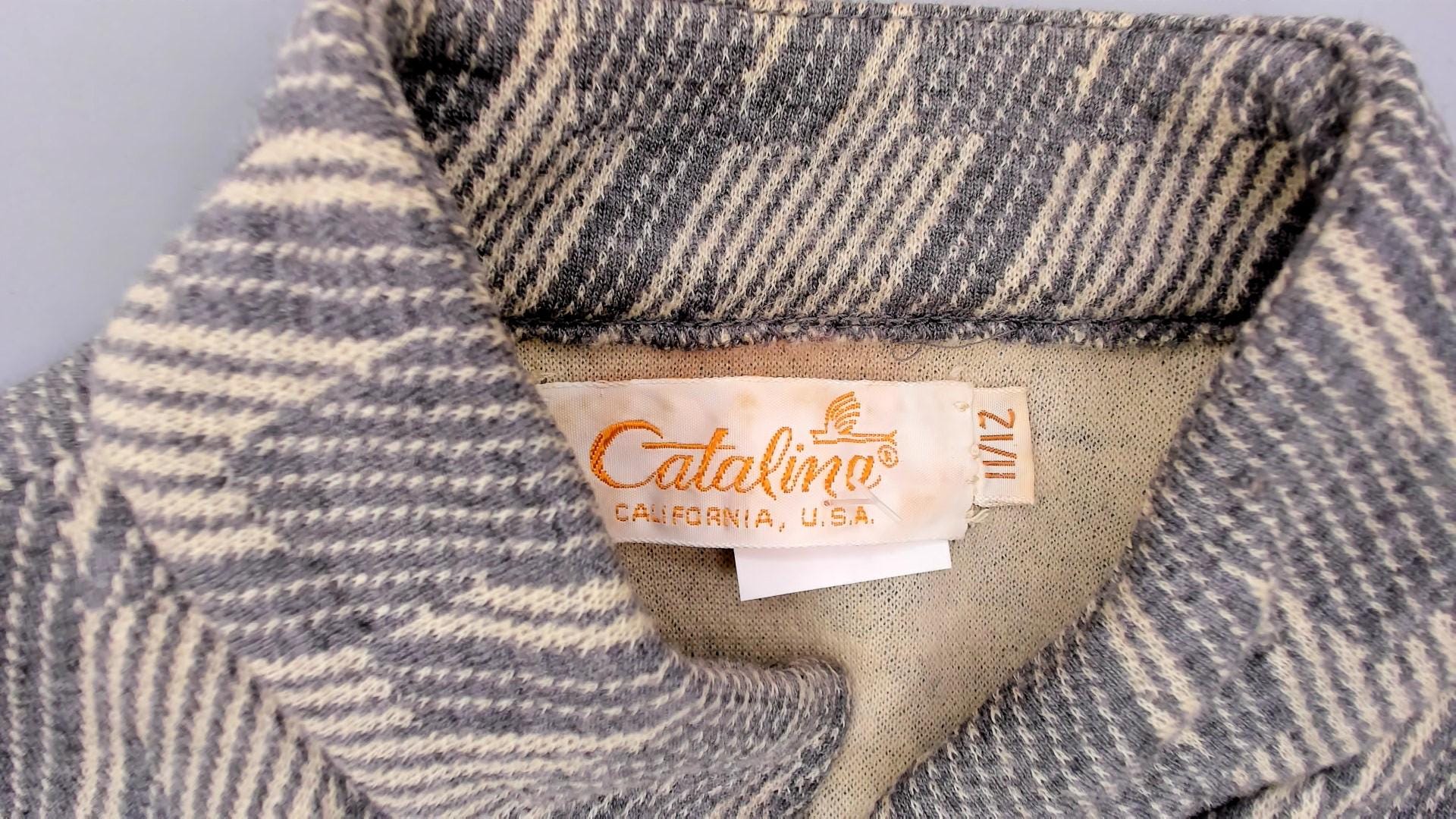 1960s Grey Houndstooth Cropped Jacket Button Front Stand Collar Small S