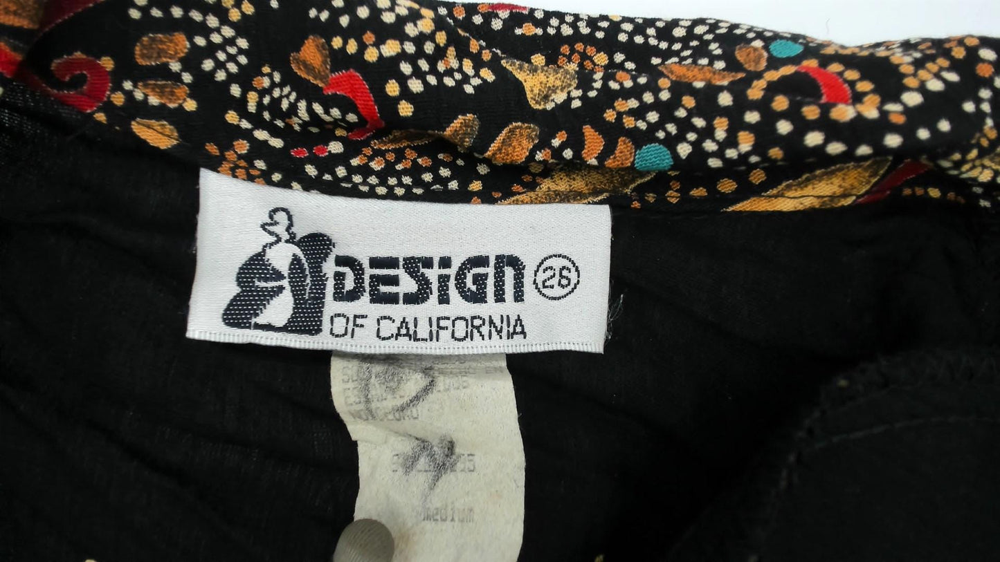90s Paisley Kimono Cardigan Black Red Gold Floral Open Front Medium M