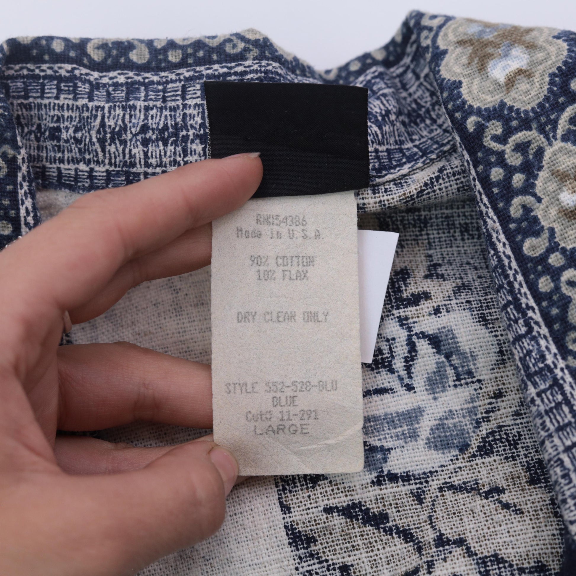 90s Judy Knapp Floral Tapestry Blazer Blue Cotton Linen Blend Single Button Large L