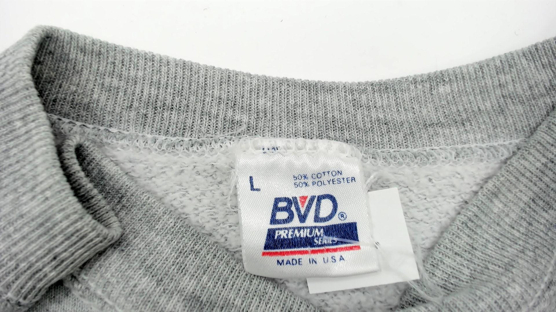 80s BVD Heather Grey Raglan Sweatshirt Crewneck Pullover Large L