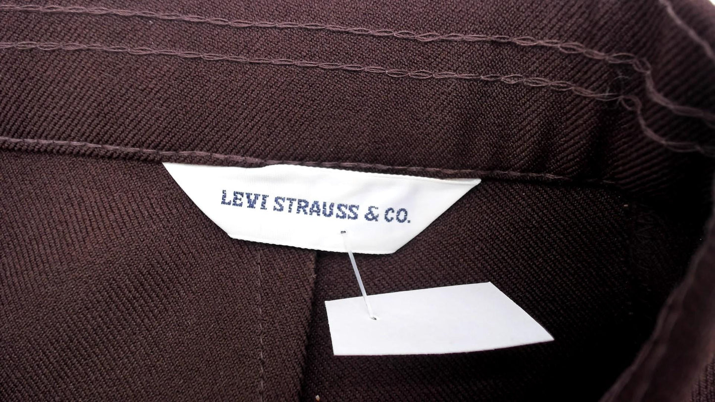 70s Levi's Bell Bottom Trousers High Waist Wide Leg Brown Polyester Small