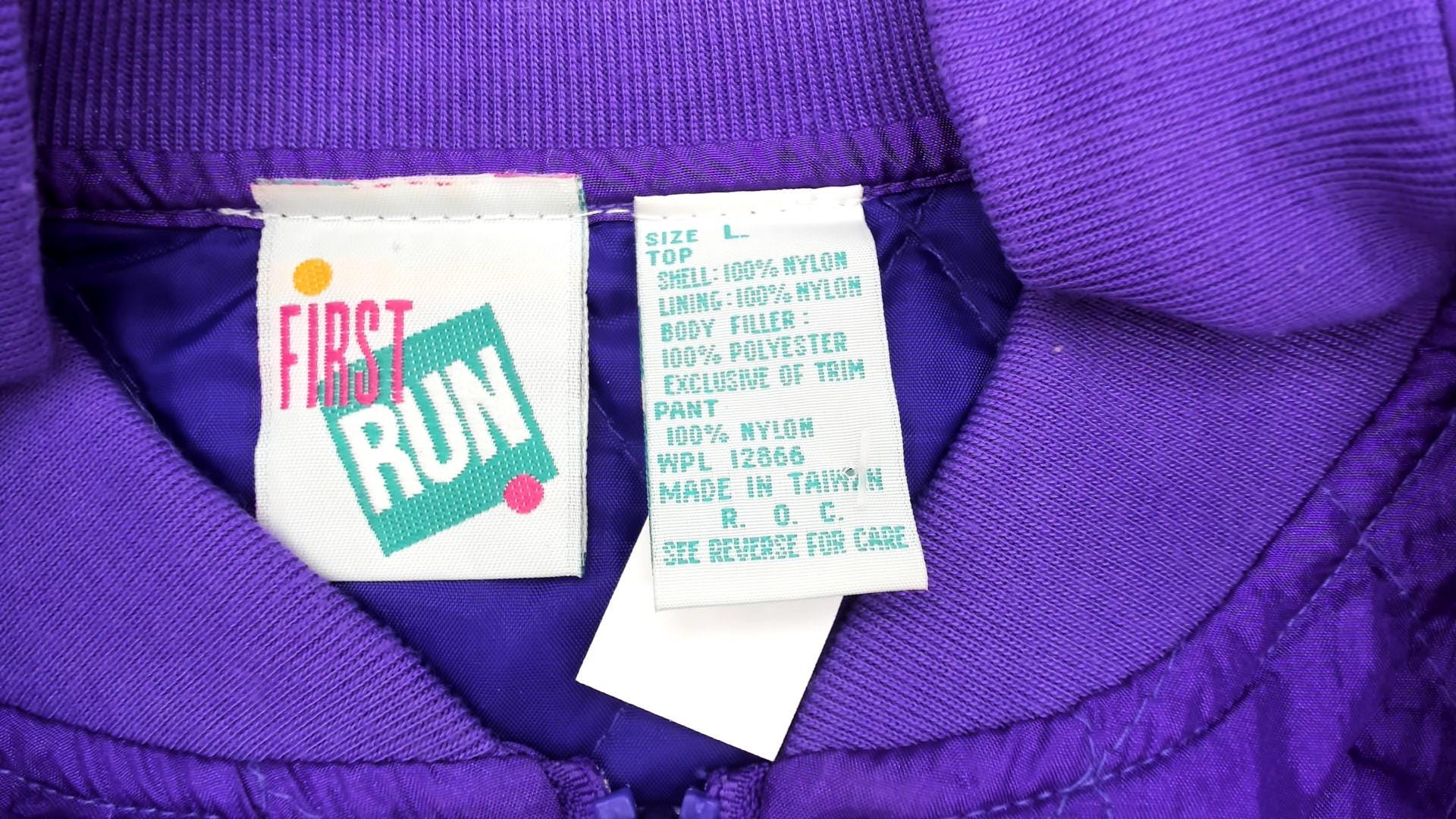 90s Purple Satin Tracksuit Quilted Bomber Jacket Track Pants Large