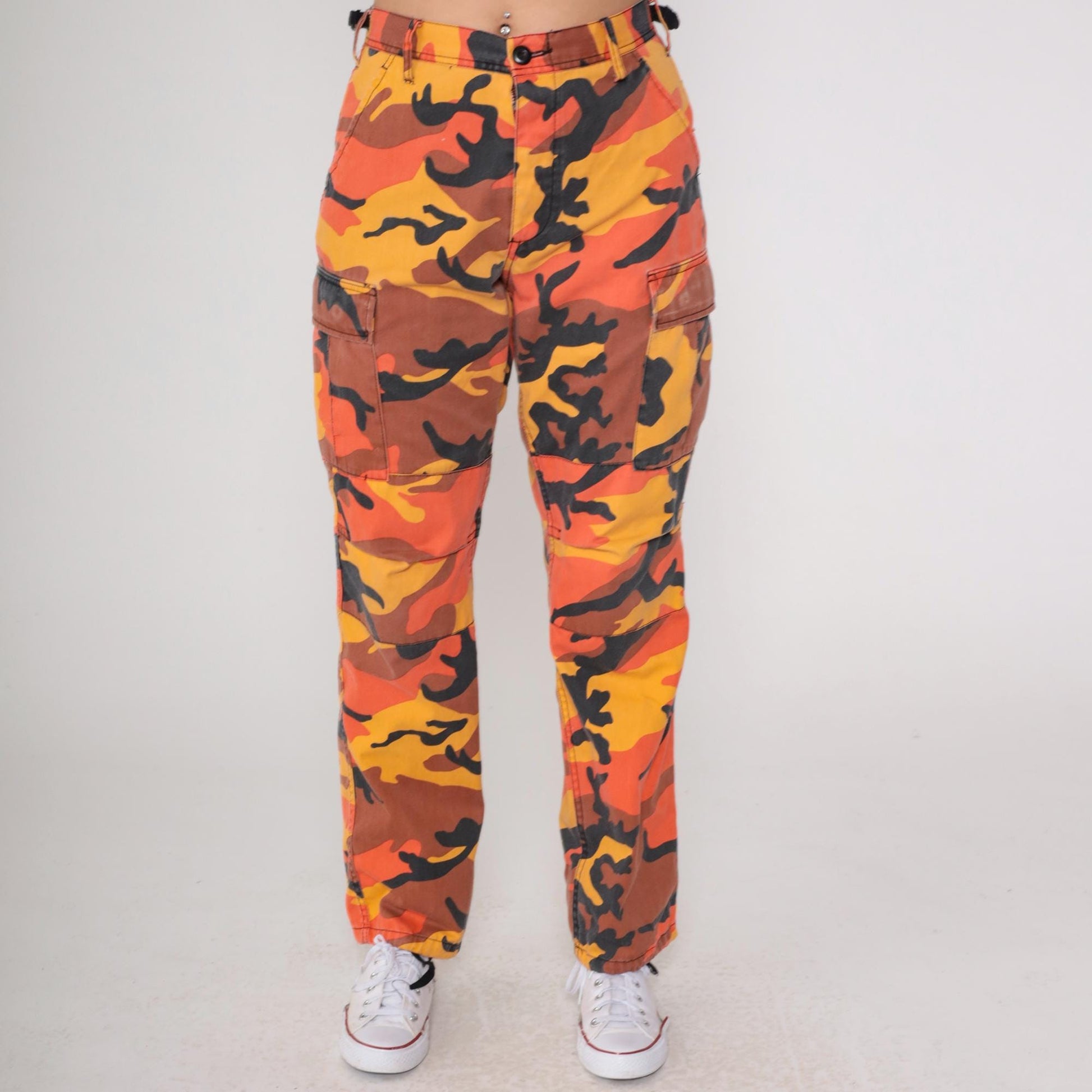 Y2K Orange Camo Cargo Pants Rothco Military Small