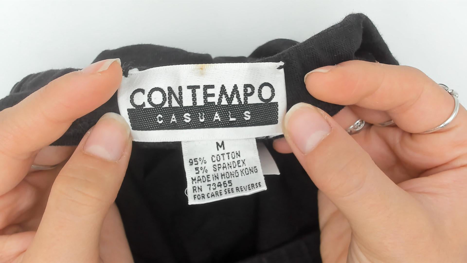 90s Contempo Casuals Black Beaded Leggings Gold Gemstone High Waist Medium M