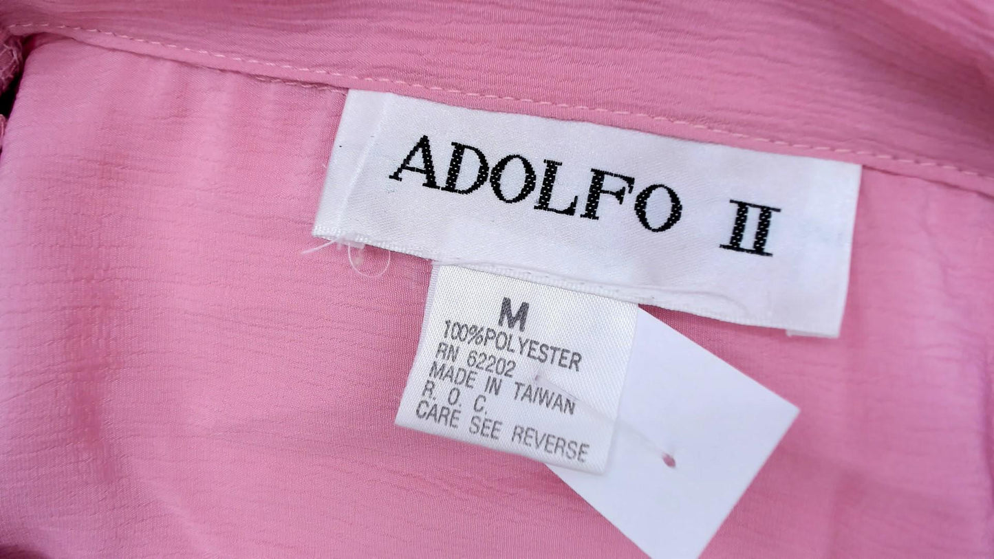 90s Pink Floral Jumpsuit Adolfo II Button Up Collared Tapered Medium