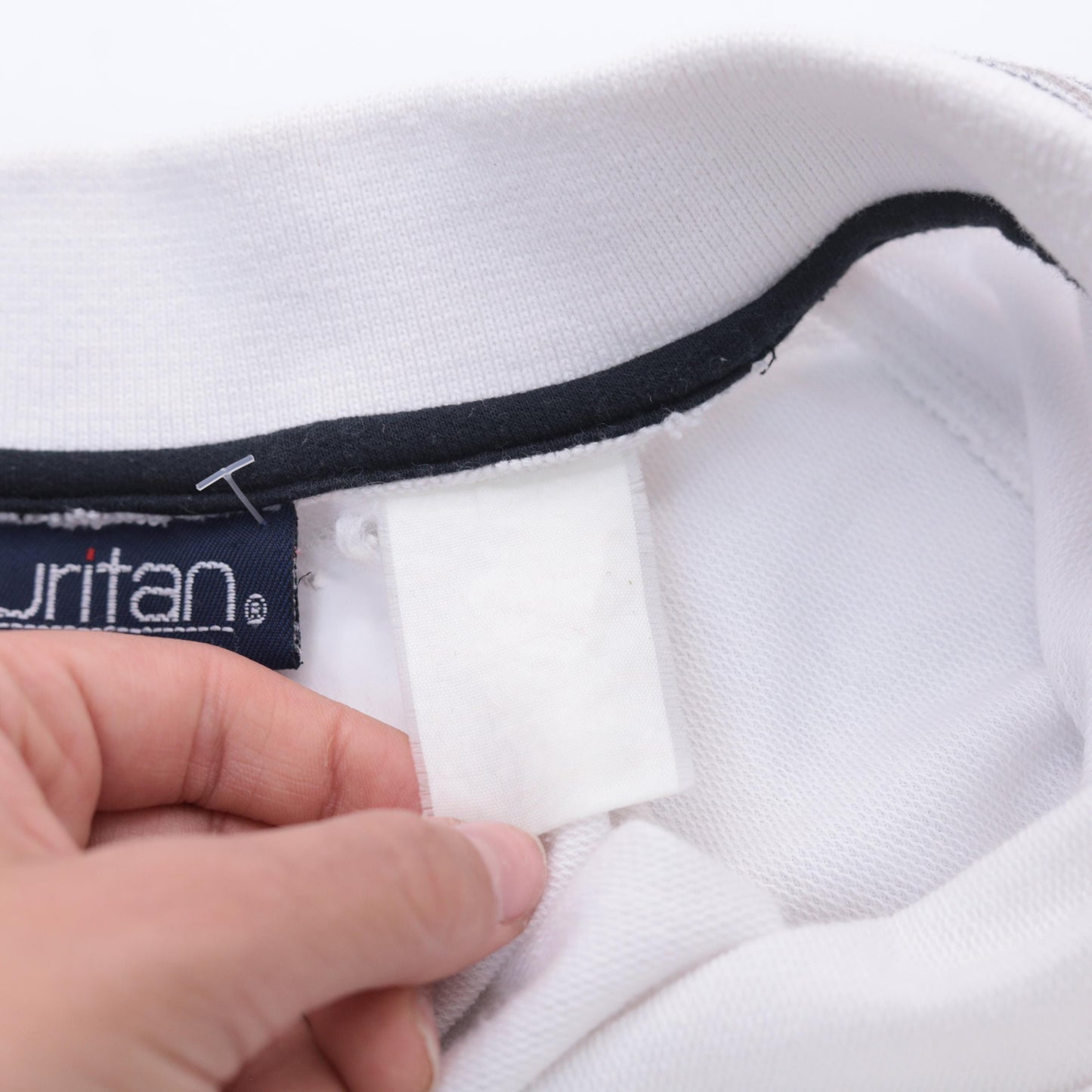 90s Puritan Polo Shirt White Taupe Black Striped Colorblock Large L