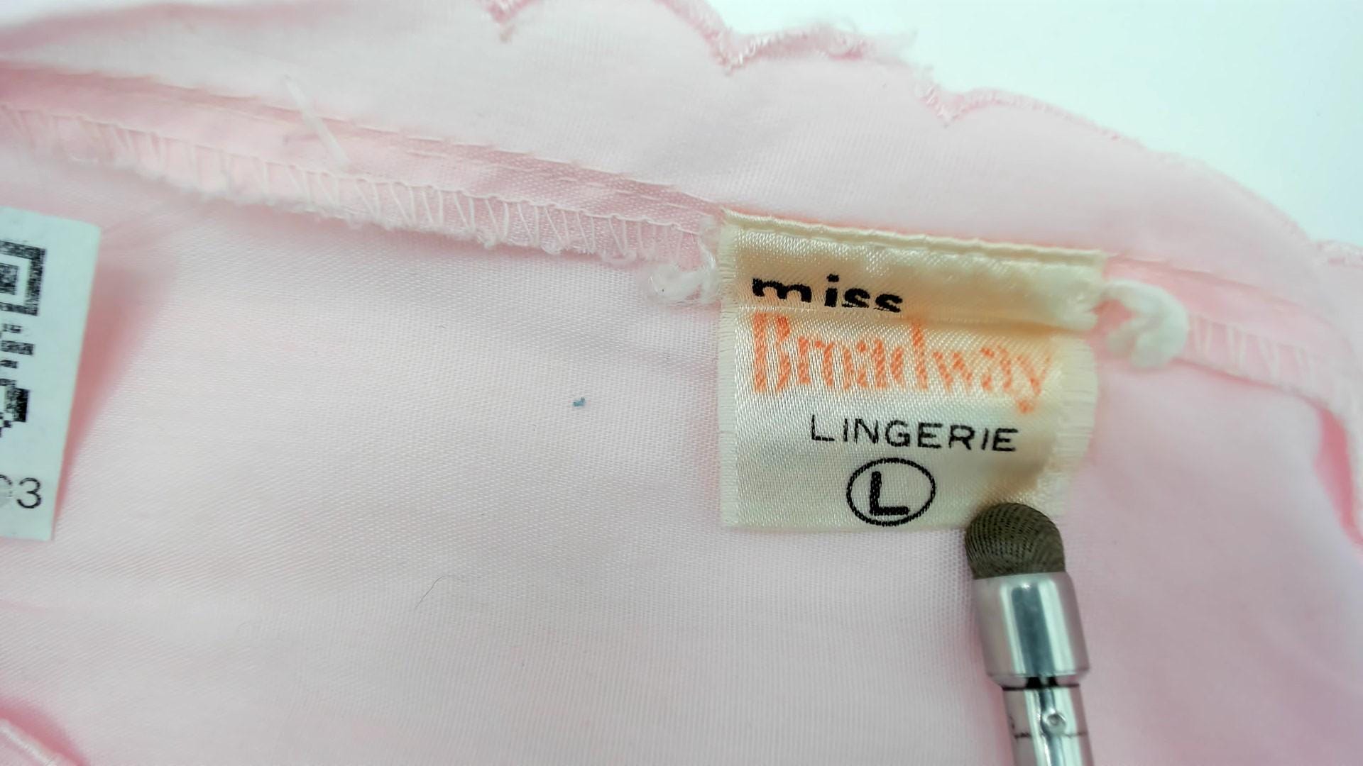 80s Miss Broadway Pink Eyelet Lace Nightgown Button Front Short Sleeve Large