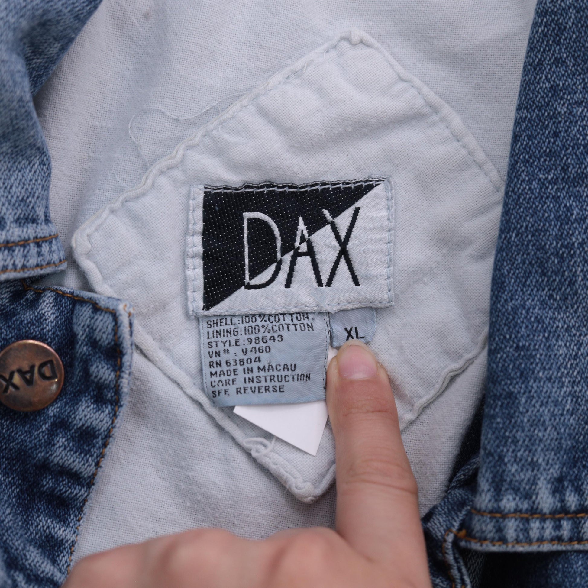 90s DAX Denim Jacket Button Front Cotton Trucker Coat Extra Large XL