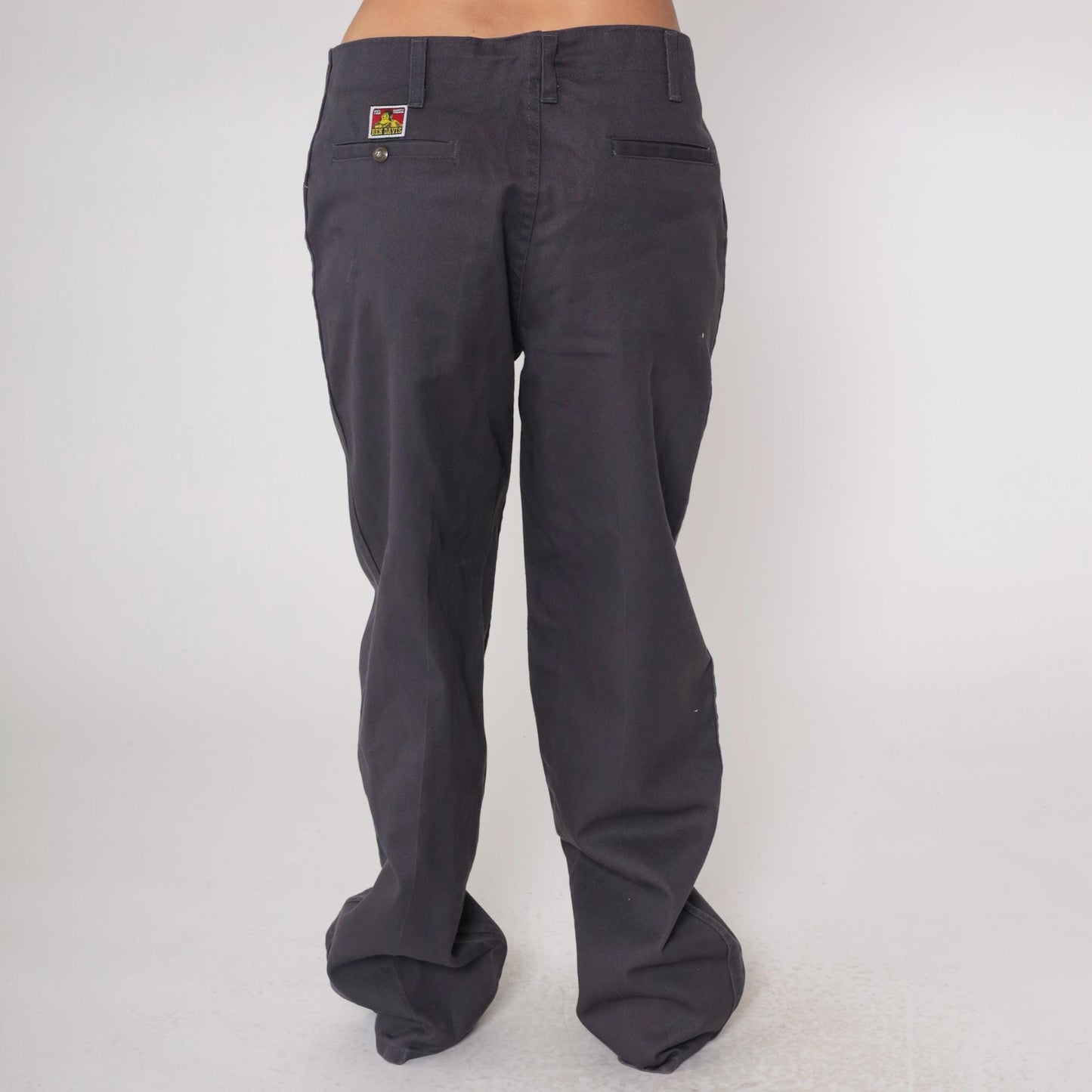 Ben Davis Y2K Charcoal Work Pants Gorilla Logo Straight Leg 36
