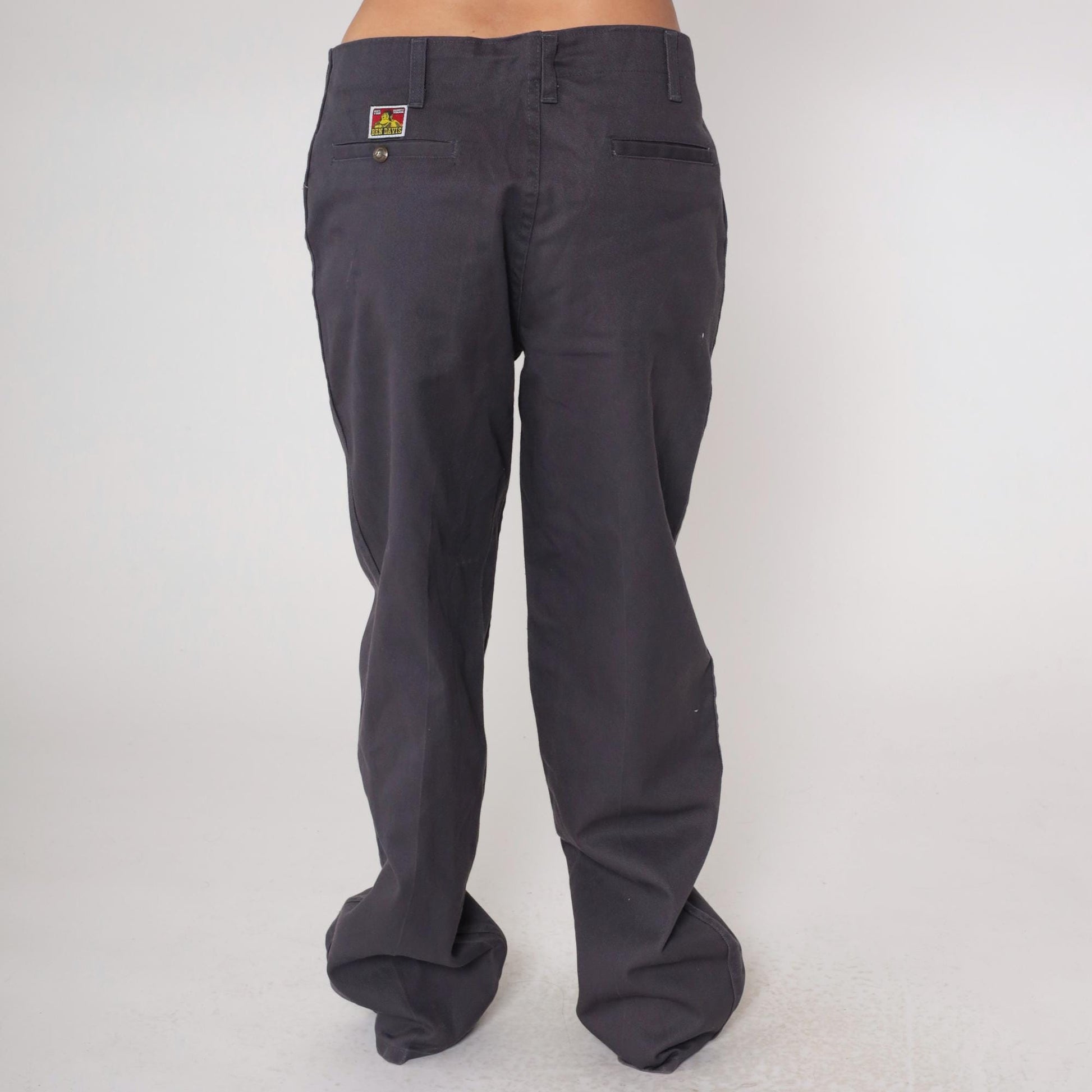 Ben Davis Y2K Charcoal Work Pants Gorilla Logo Straight Leg 36