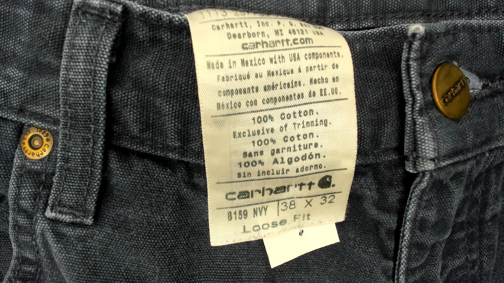 Y2K Carhartt Navy Straight Leg Work Pants Hammer Loop 38x32