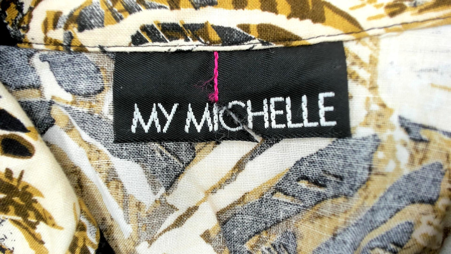 90s My Michelle Safari Print Romper Black Gold Abstract Geometric Medium M
